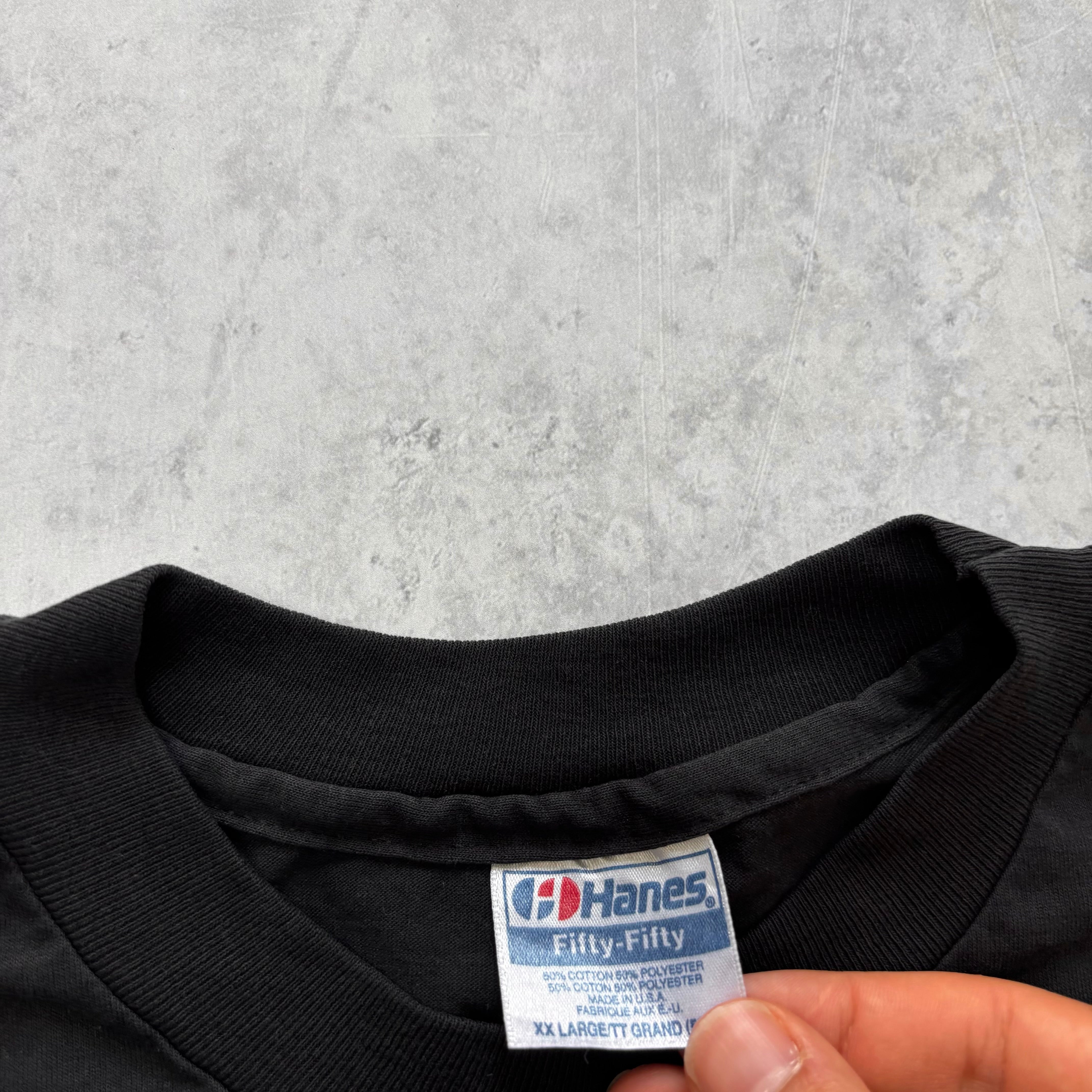 Vintage T Shirt Mens XXL Black Single Stitch Graphic Print 90s USA Tourist (E)