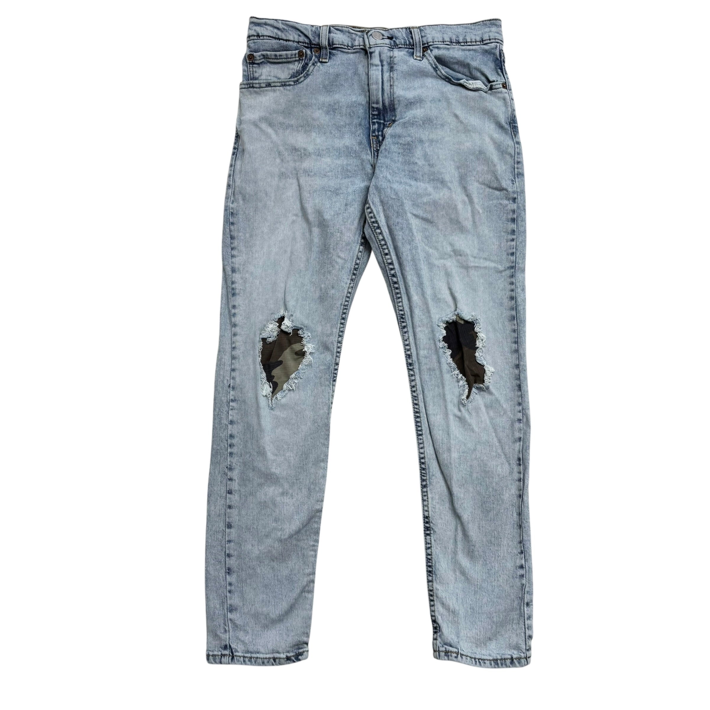 Levis 512 Jeans W32 L29 Mens Light Blue Slim Tapered Fit Stretch Distressed