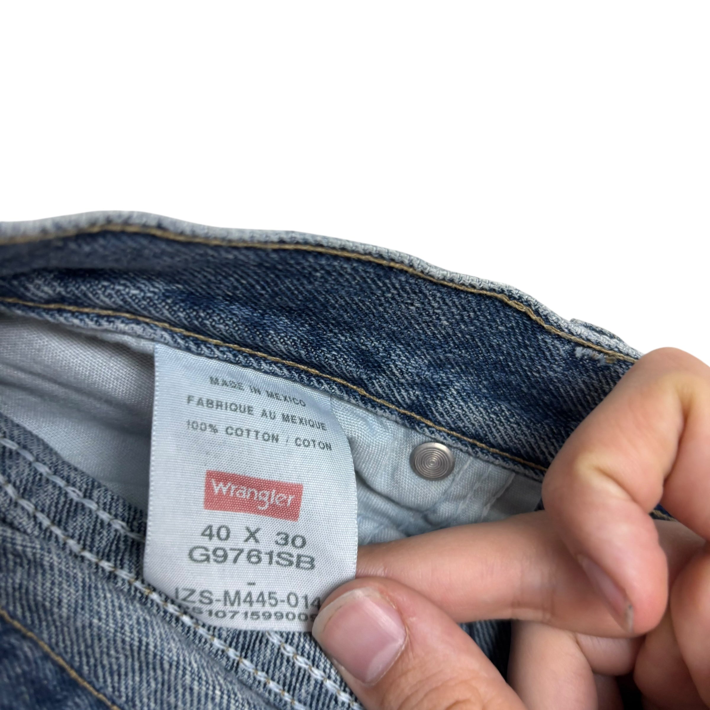 Wrangler Jeans W40 L30 Mens Mid Blue Relaxed Straight Fit Denim (E)