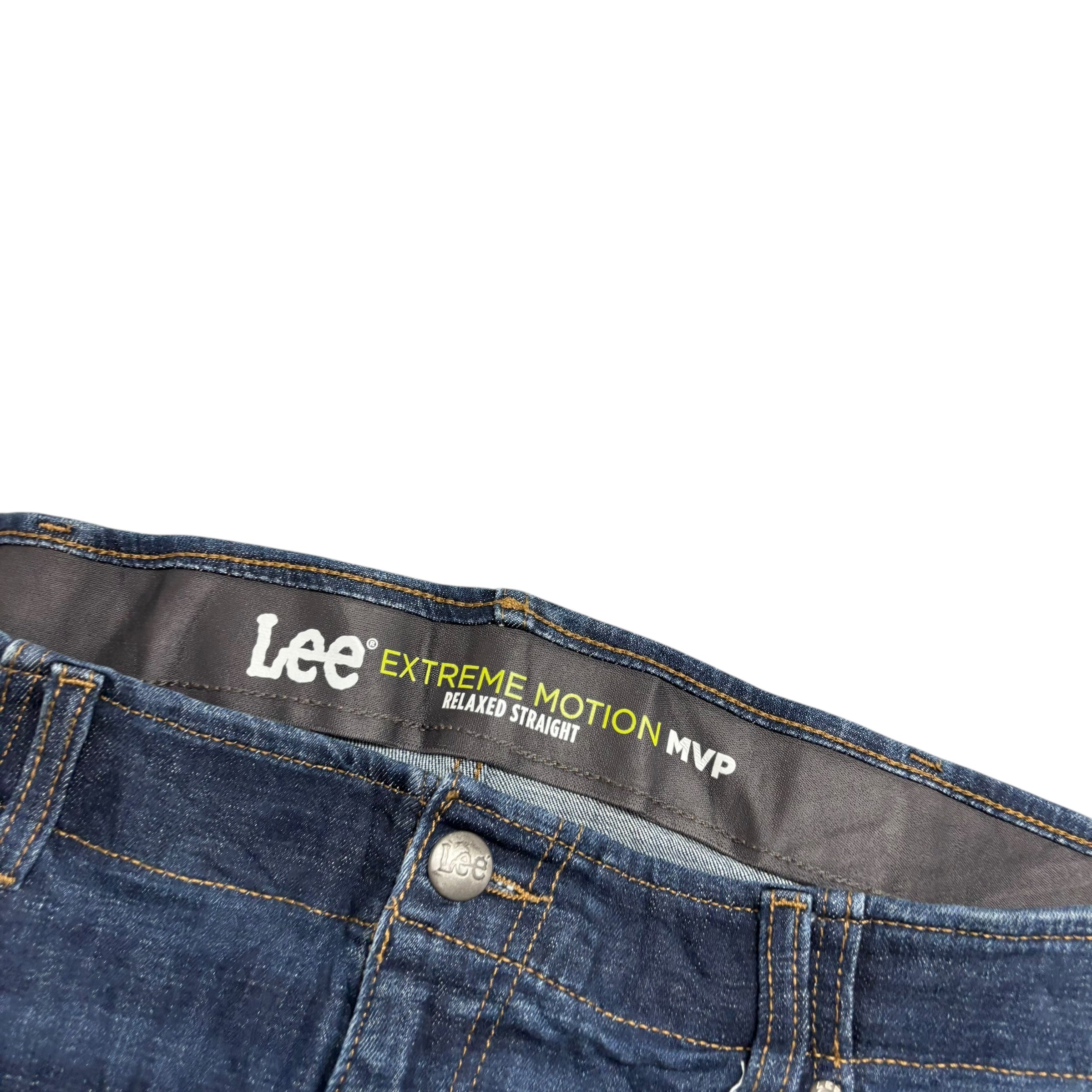 Lee Jeans W42 L25 Mens Dark Blue Relaxed Straight Fit Stretch Denim (E)