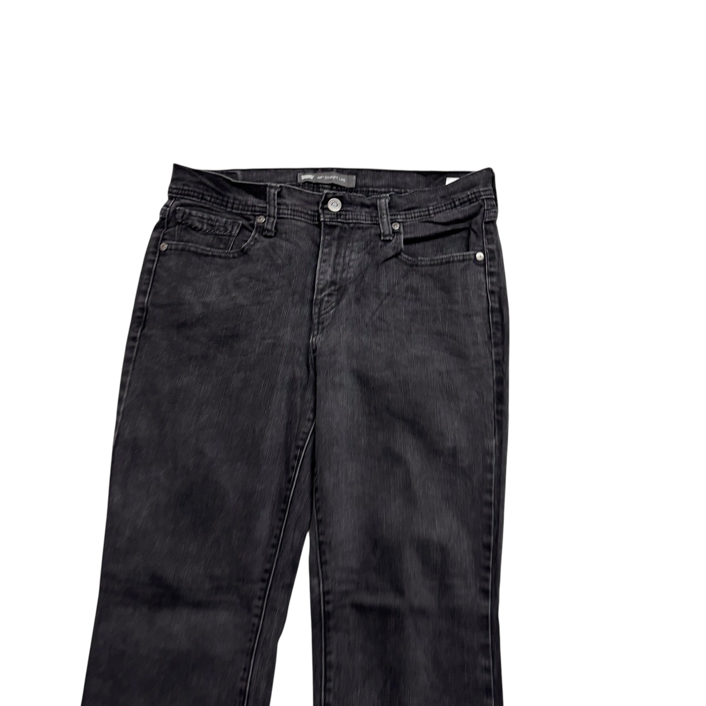 Levis 505 Jeans W29 L30 Womens Regular Straight Fit Black Stretch Denim (E)