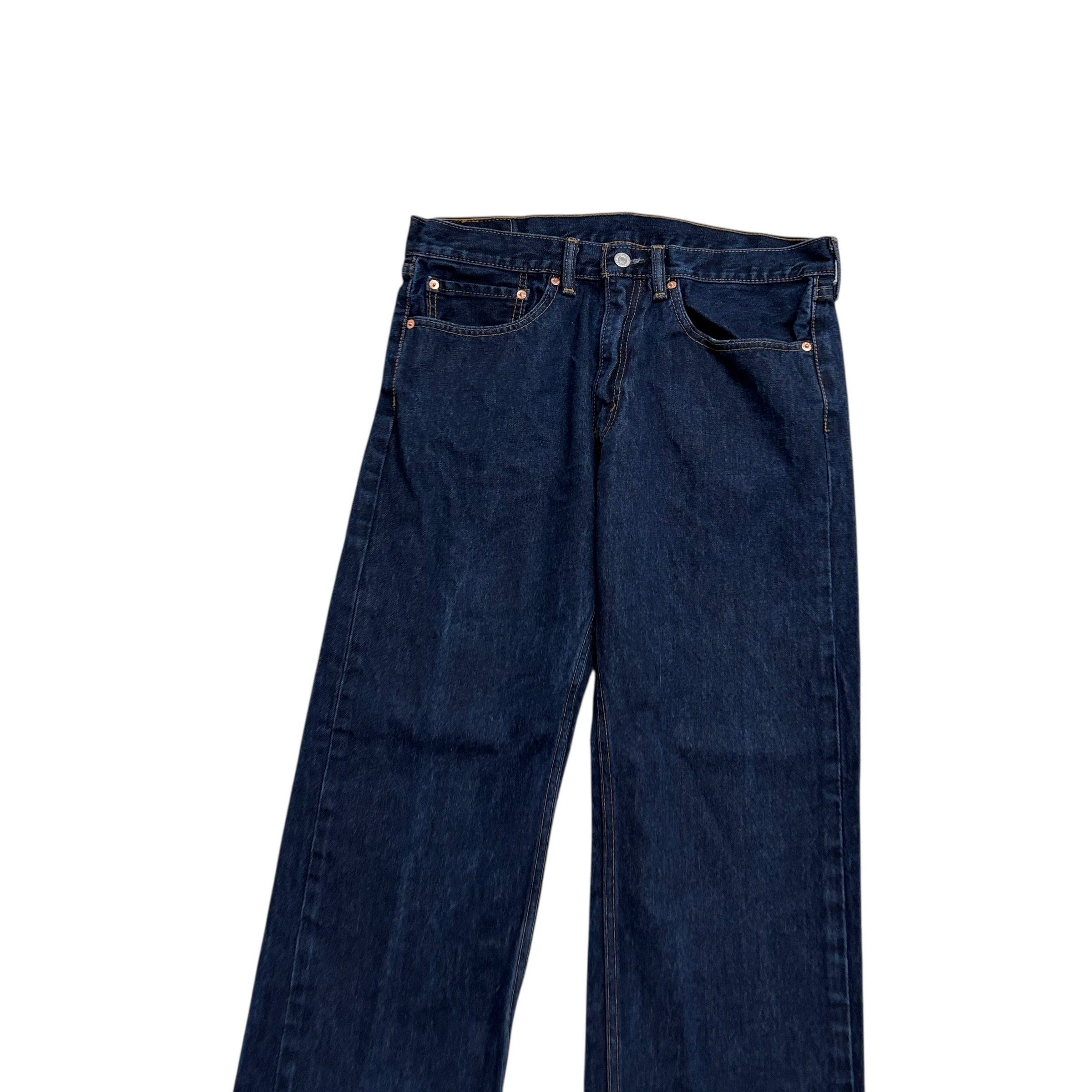 Levis 505 Jeans W34 L30 Mens Dark Blue Regular Straight Fit Denim (E)