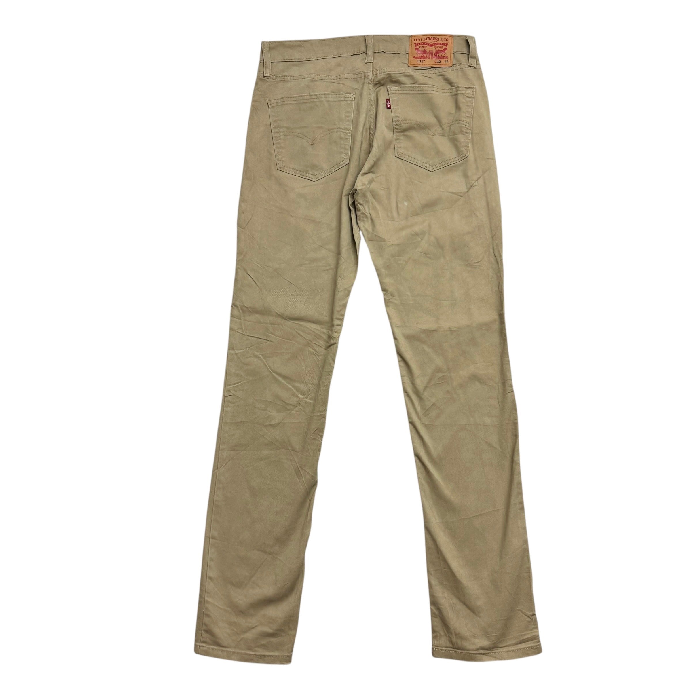 Levis 511 Trousers W32 L34 Mens Beige Slim Fit Stretch Pants