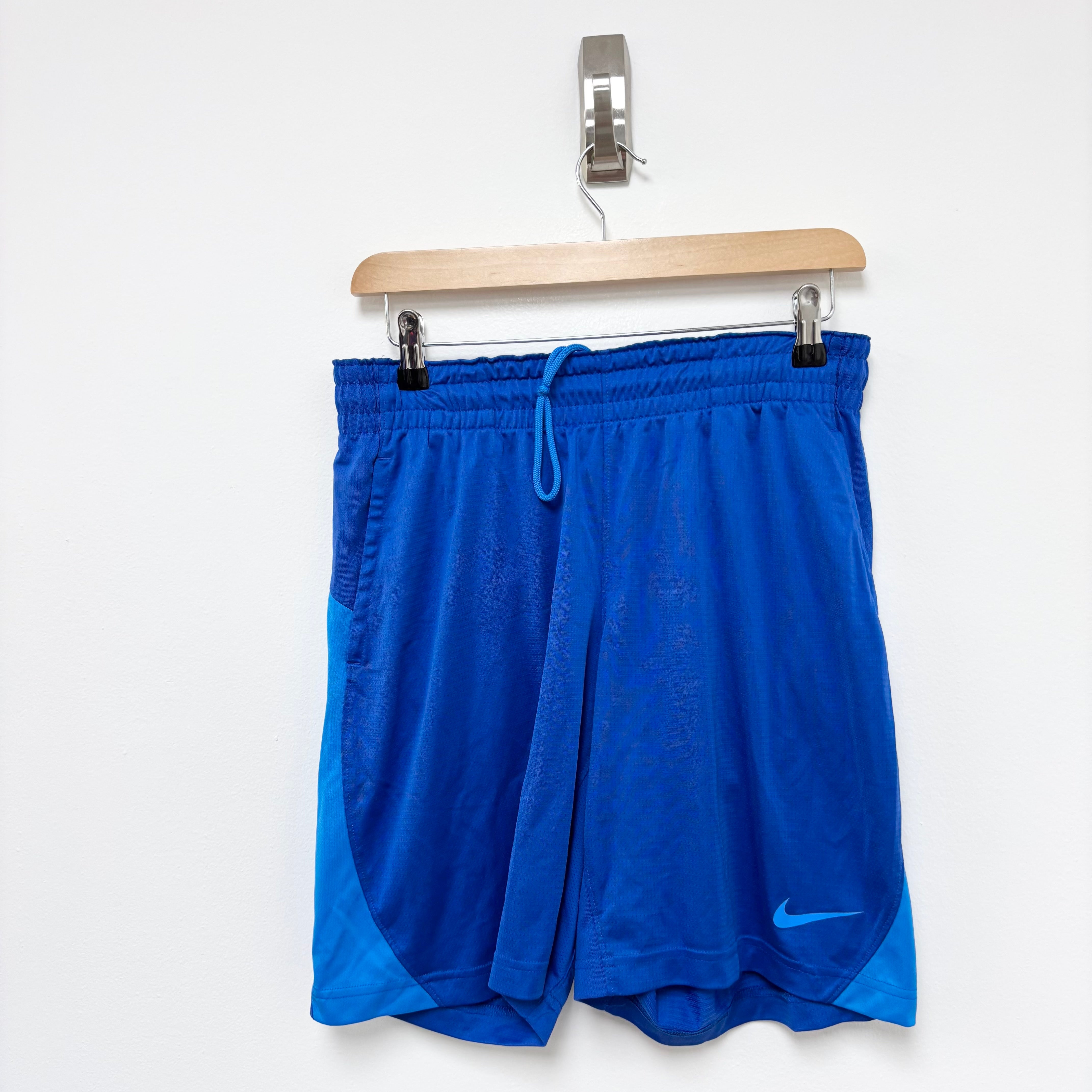 Nike Shorts Mens Medium Blue Dri Fit Running Sports Gym Athletic Pockets (E)