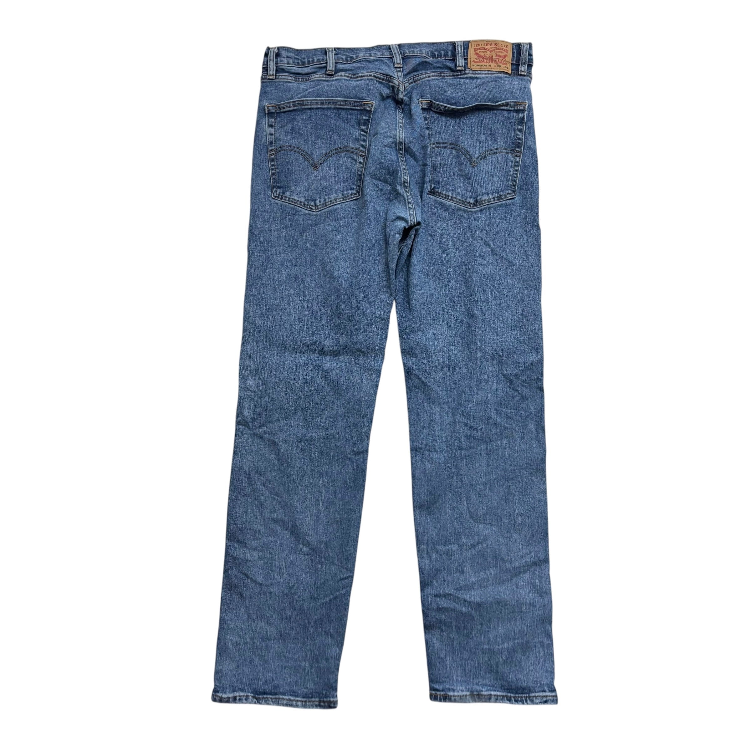 Levis Workwear Jeans W38 L33 Mens Mid Blue Regular Straight Fit Stretch Denim (E)