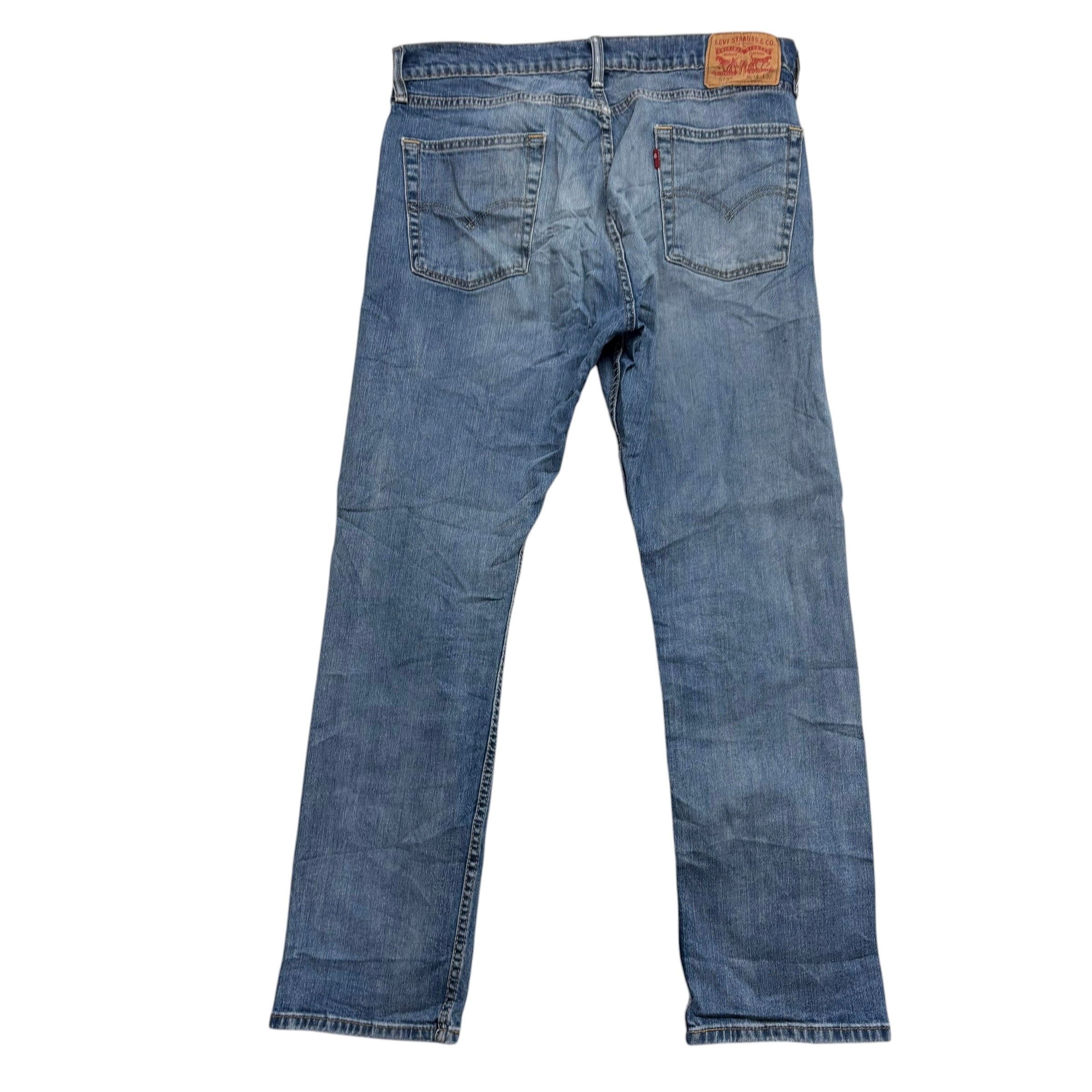 Levis 513 Jeans W34 L30 Mens Mid Blue Slim Straight Fit Stretch Denim (F)