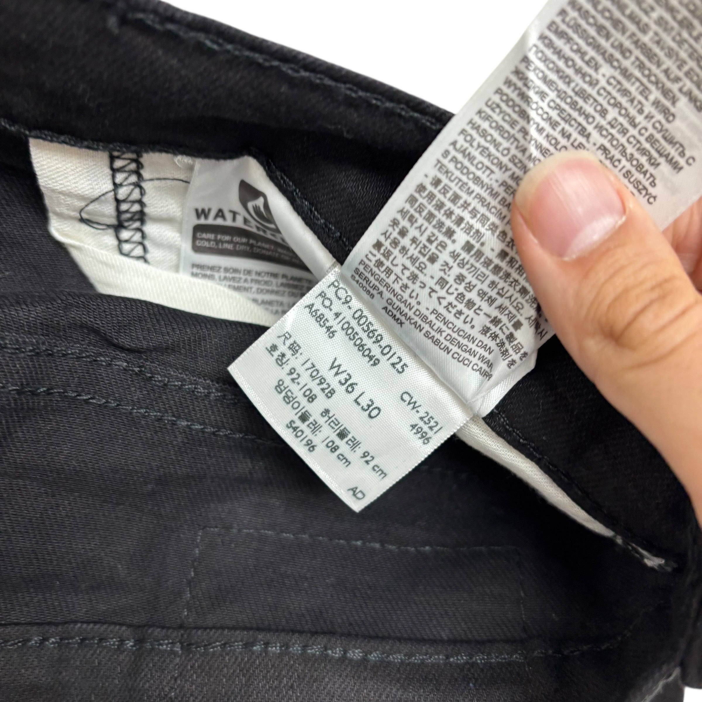 Levis 569 Jeans W38 L30 Mens Black Baggy Relaxed Straight Fit Stretch Denim (E)