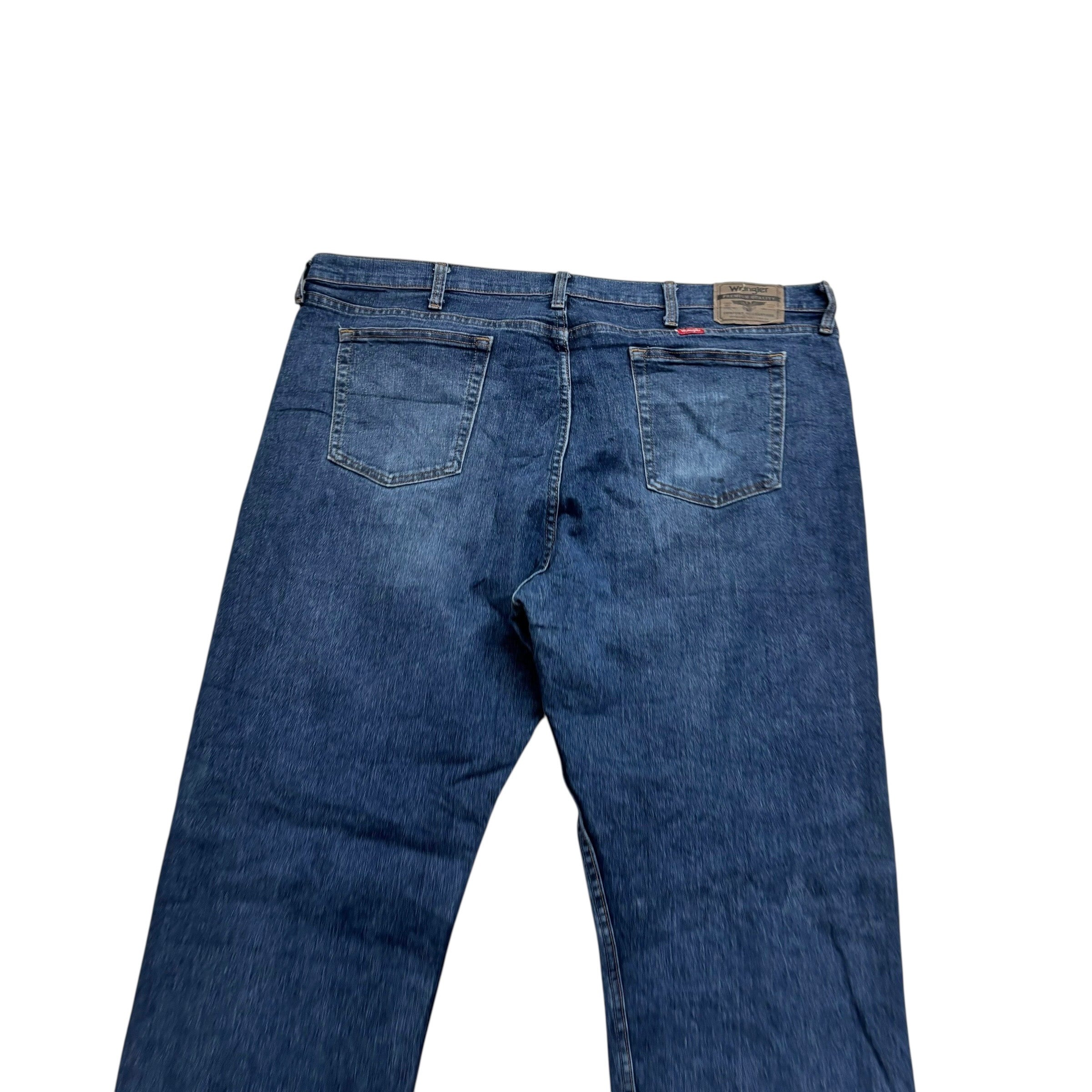 Wrangler Jeans W42 L32 Mens Dark Blue Relaxed Straight Fit Stretch Denim (E)