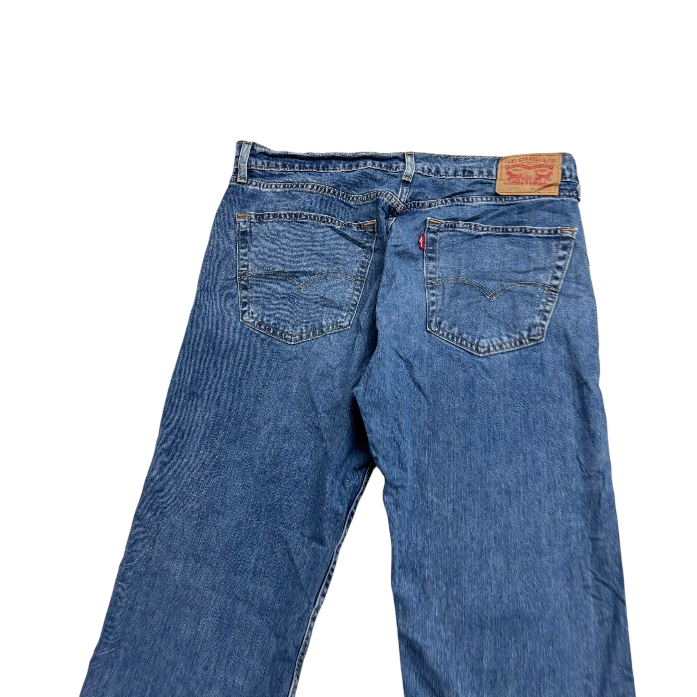 Levis 505 Jeans W36 L32 Mens Mid Blue Regular Straight Fit Stretch Denim (E)