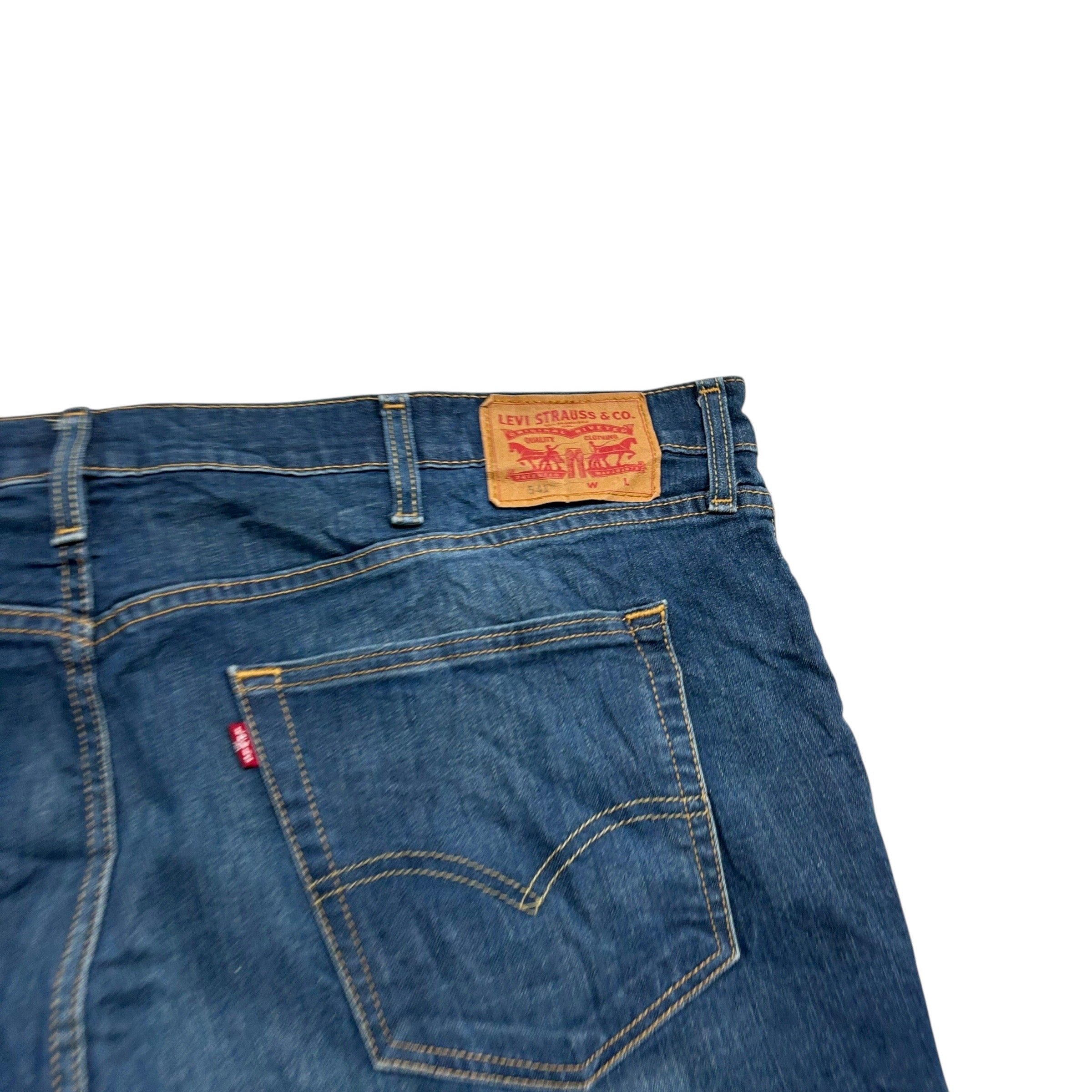 Levis 541 Jeans W46 L32 Mens Dark Blue Athletic Tapered Fit Stretch Denim (E)