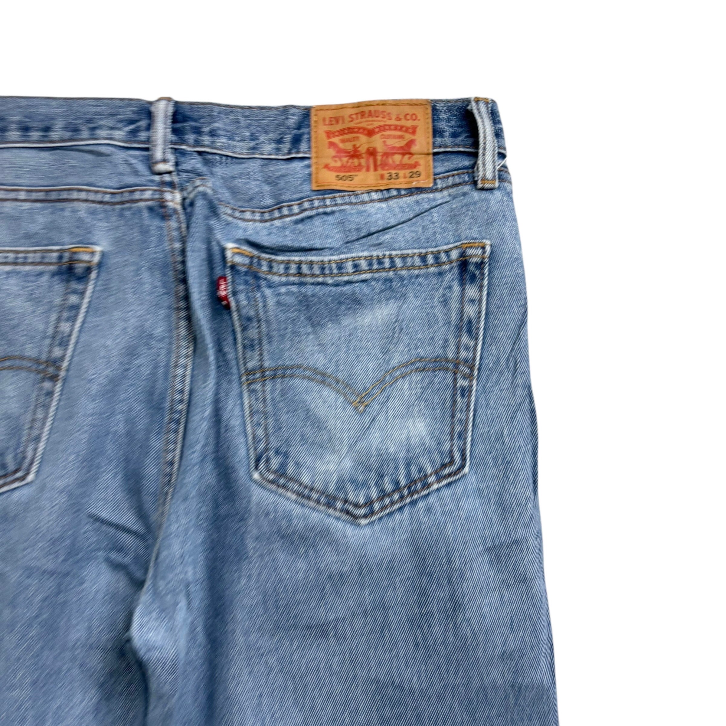 Levis 505 Jeans W33 L29 Mens Light Blue Regular Straight Fit Denim