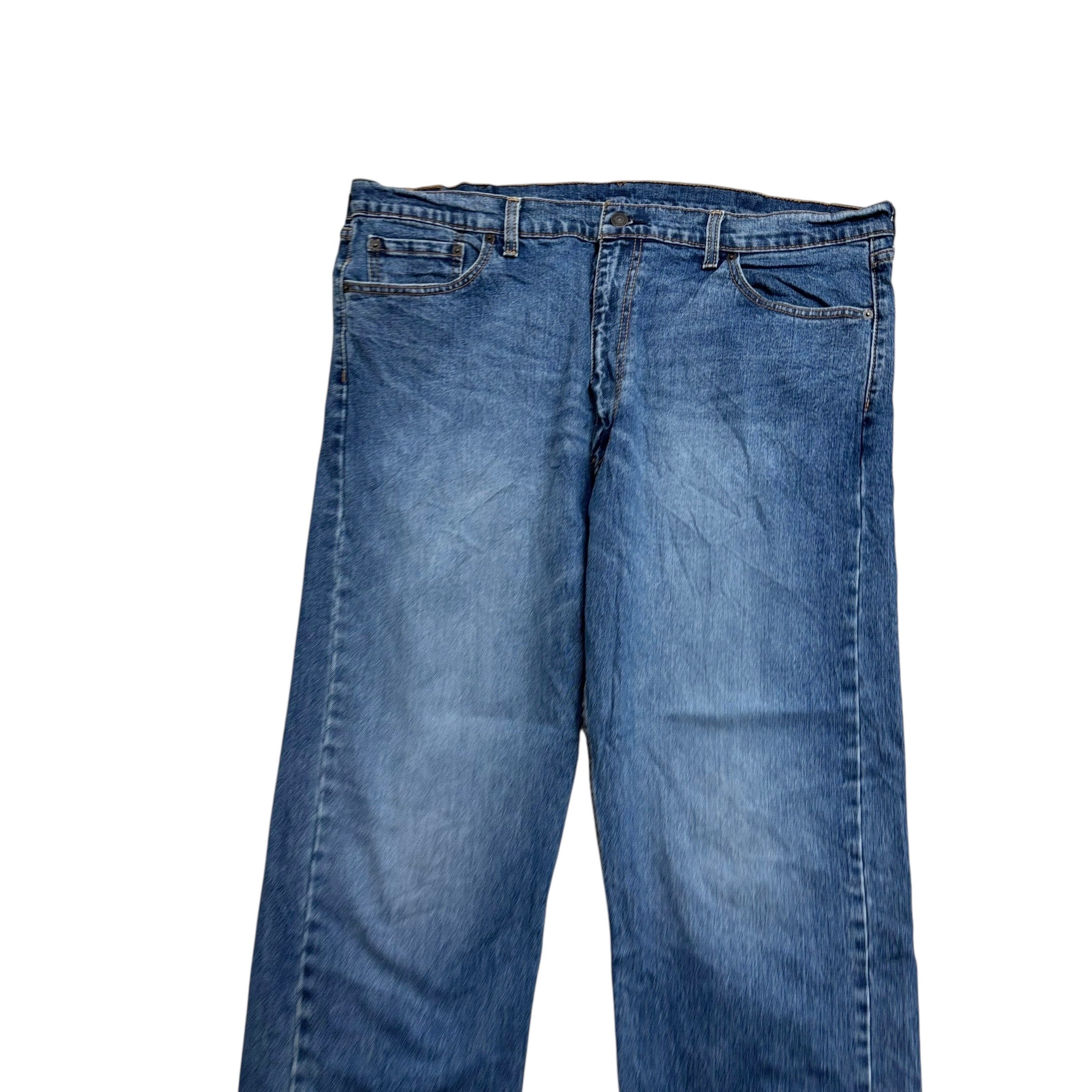 Levis 505 Jeans W42 L30 Mens Mid Blue Regular Straight Fit Stretch Denim (E)