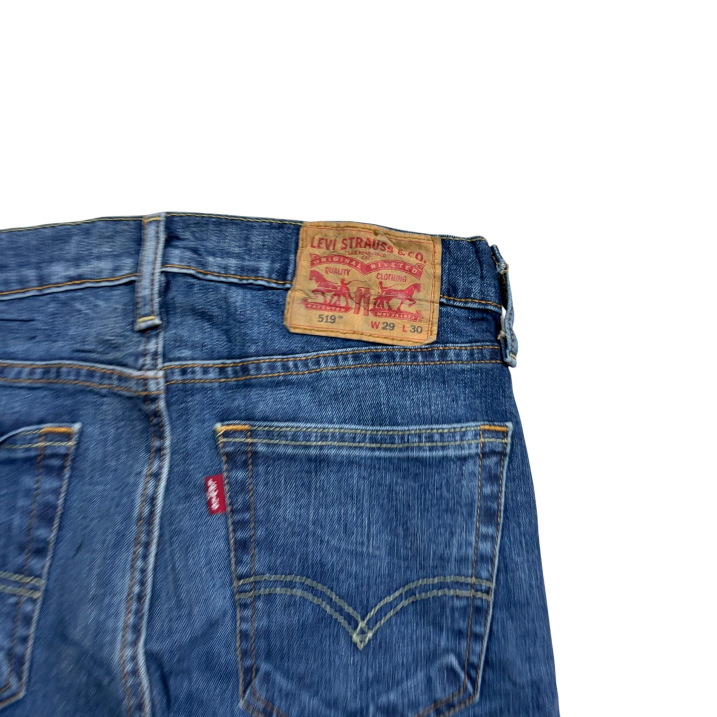 Levis 519 Jeans W29 L30 Mens Mid Blue Super Skinny Fit Stretch Denim (E)