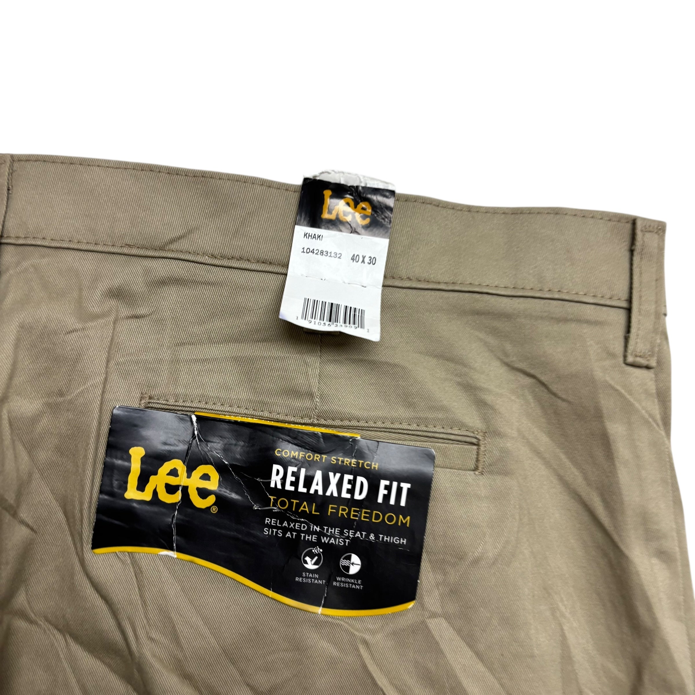 Lee Trousers W40 L30 Mens Khaki Relaxed Fit Total Freedom Pants NWT