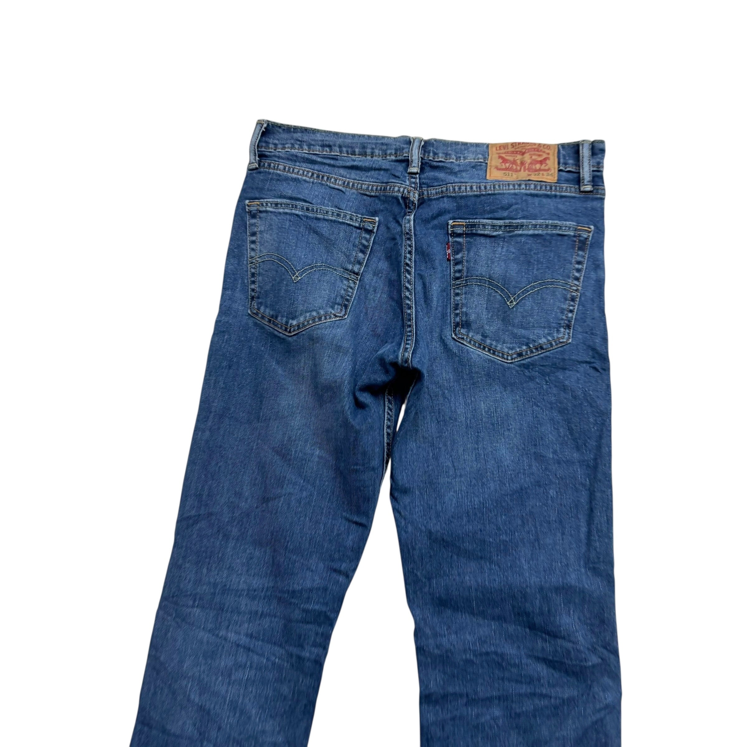 Levis 511 Jeans W32 L34 Mens Mid Blue Slim Fit Stretch Denim (E)