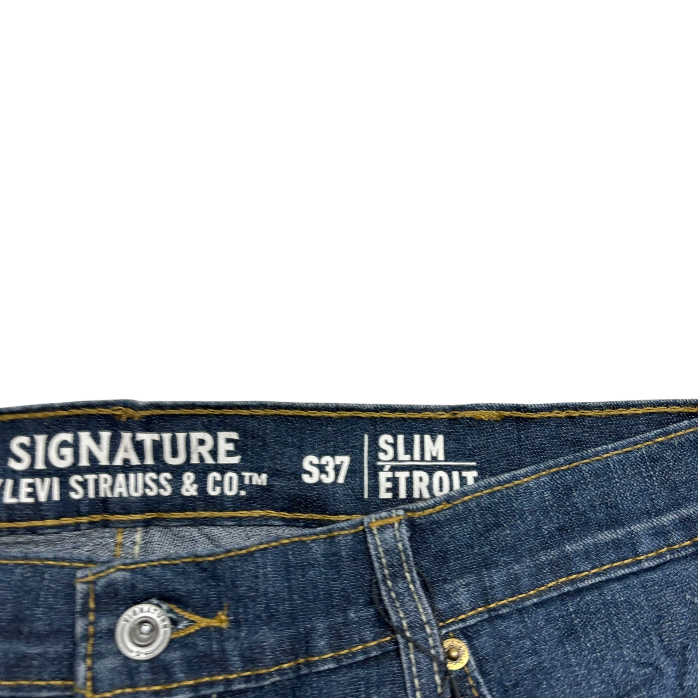 Levis Signature Jeans W38 L32 Mens Dark Blue Slim Straight Fit Stretch (E)