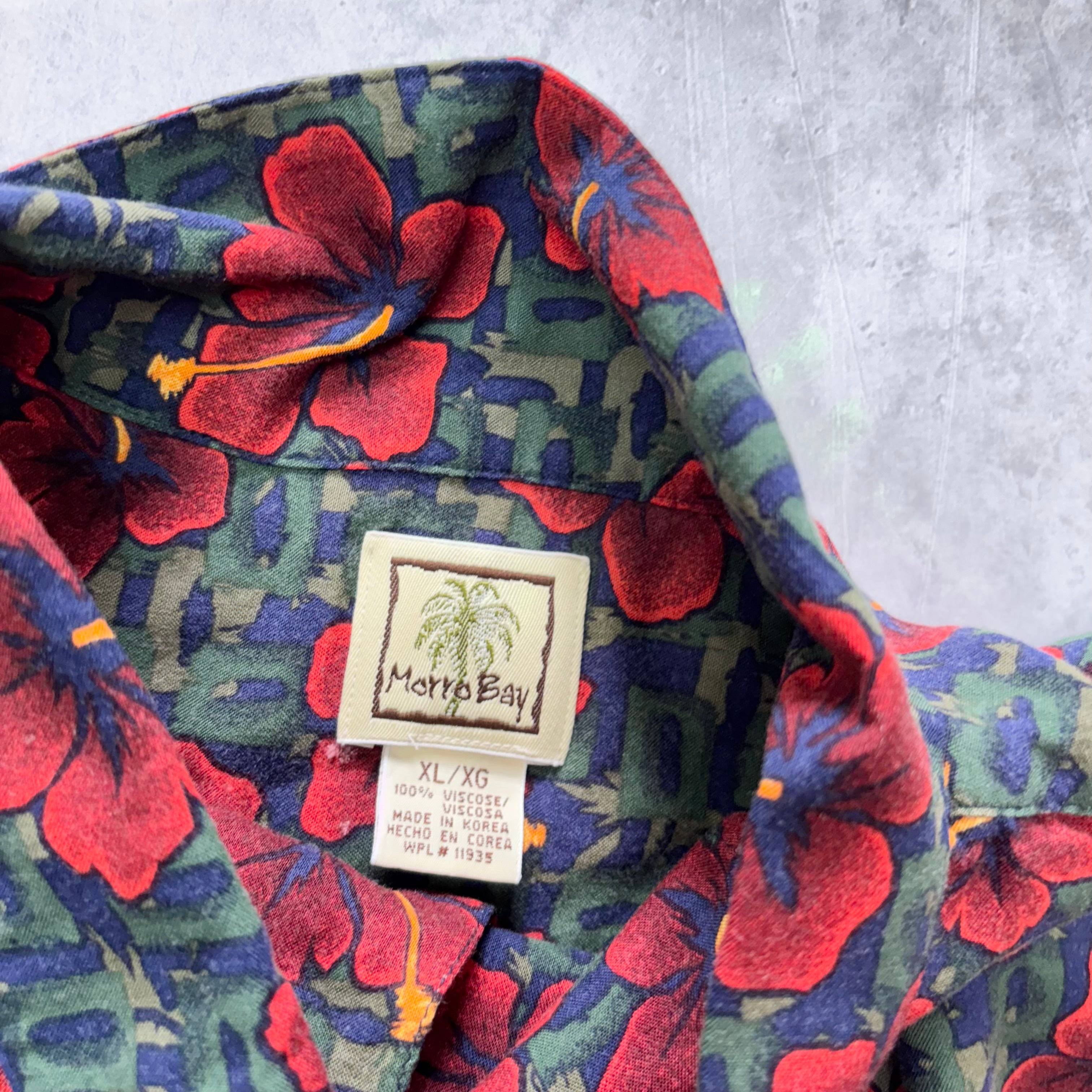 Vintage Hawaiian Shirt Mens XL Red Floral Aloha Short Sleeve Flowers Viscose