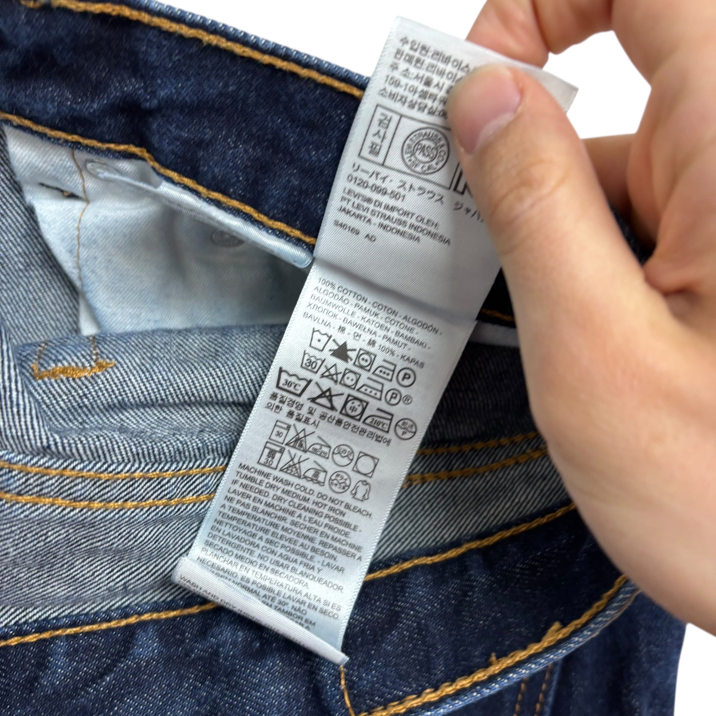 Levis 505 Jeans W34 L30 Mens Dark Blue Regular Straight Fit Denim (E)