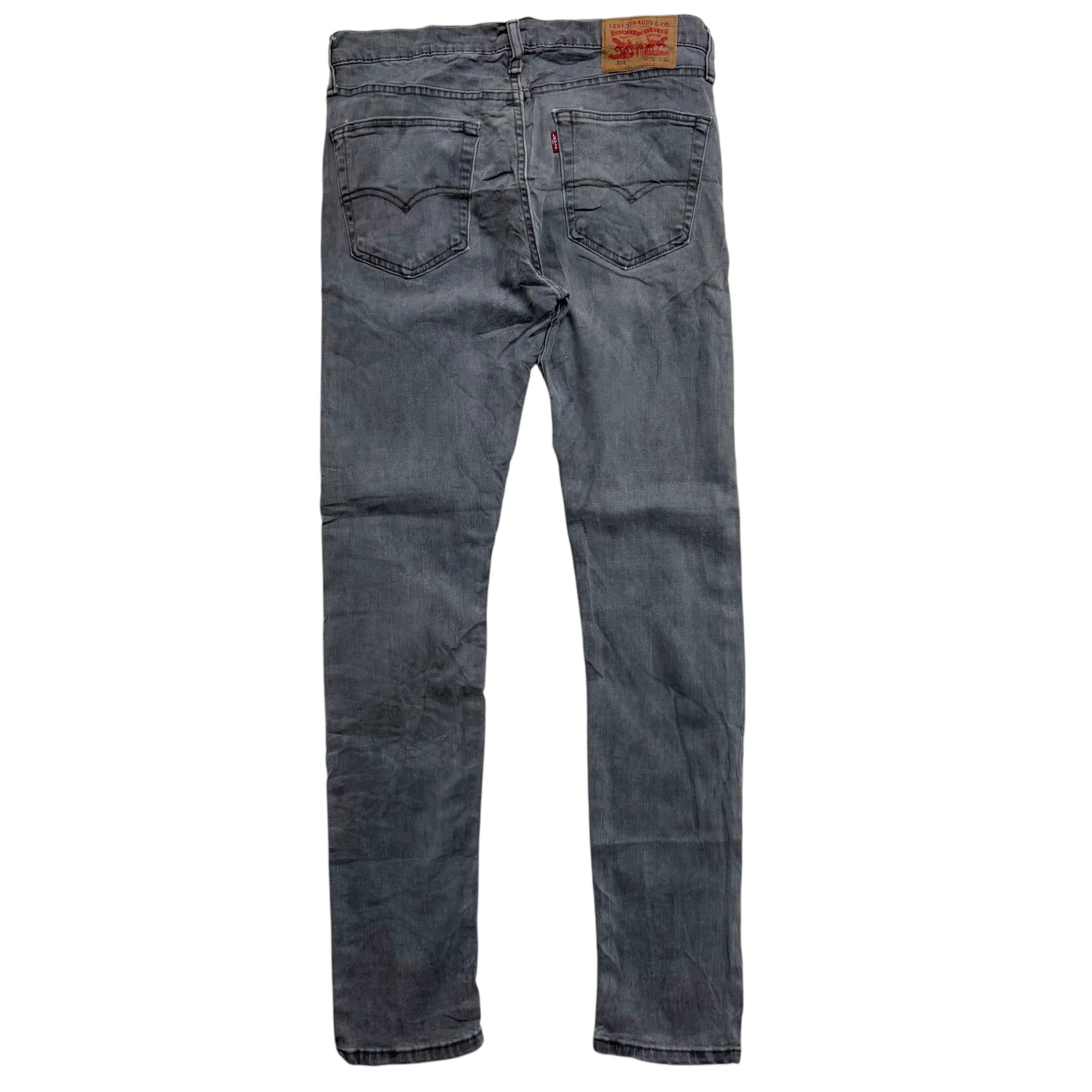 Levis 519 Jeans W31 L31 Mens Grey Regular Super Skinny Fit Stretch Denim