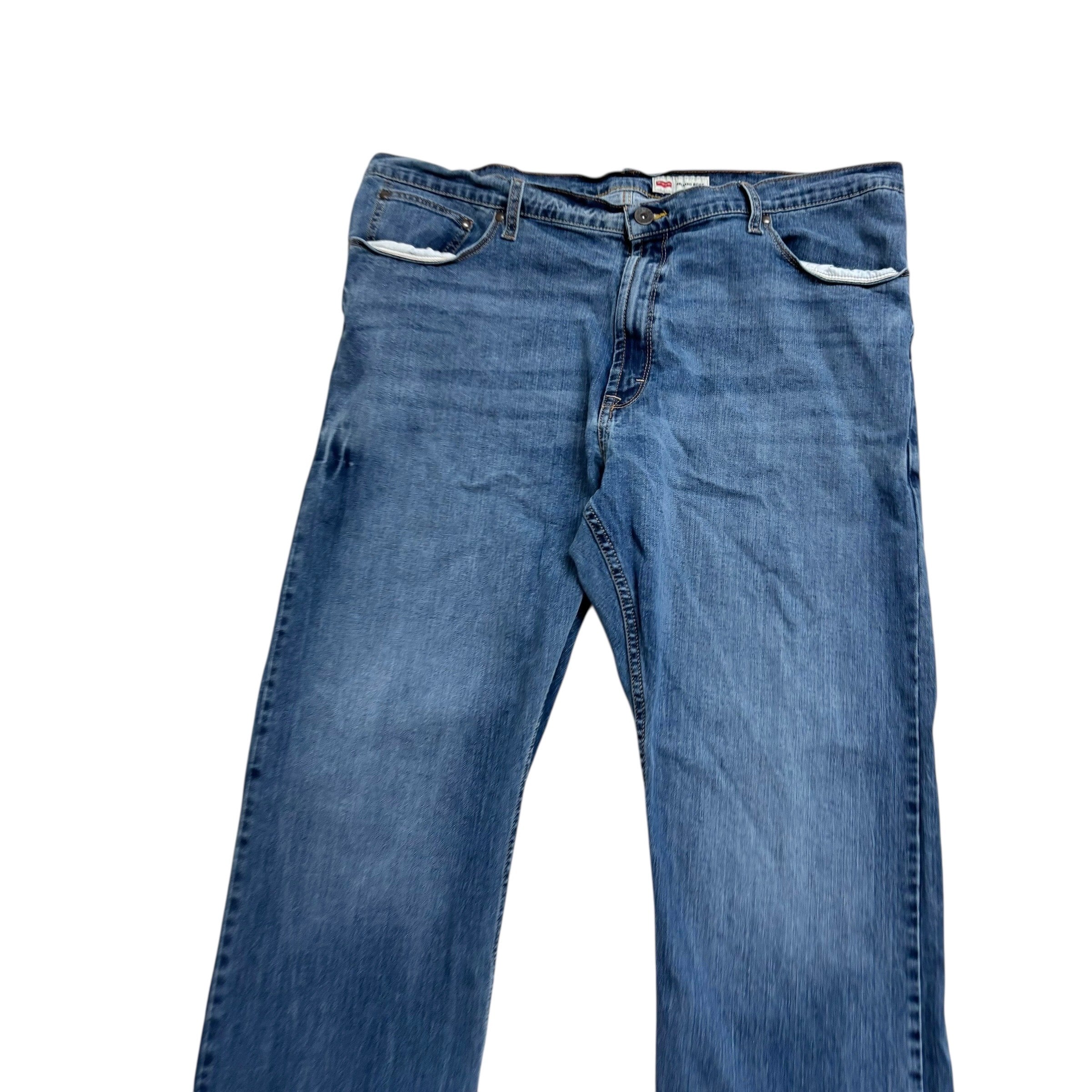 Wrangler Jeans W42 L30 Mens Mid Blue Relaxed Bootcut Fit Stretch Denim (E)