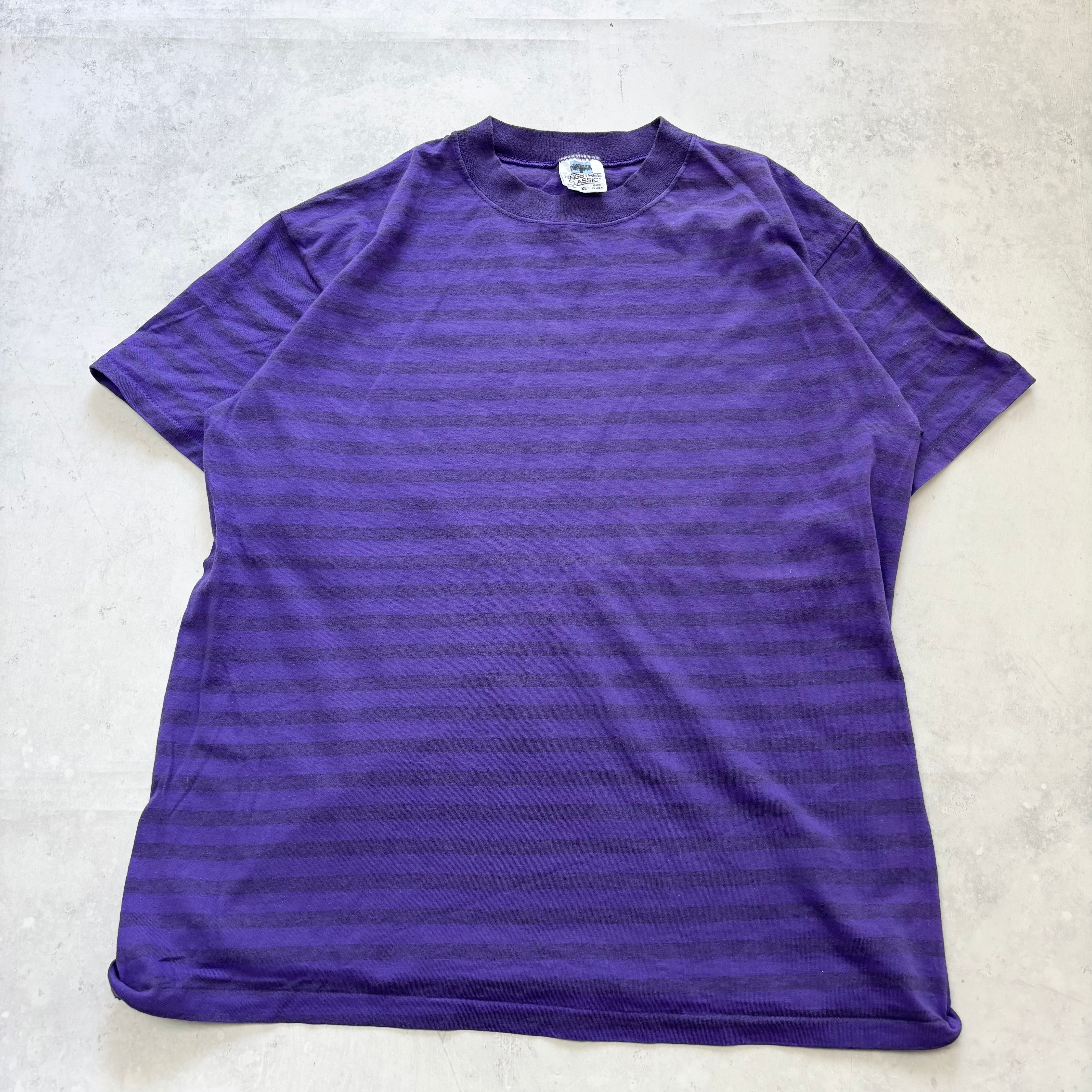 Vintage T Shirt Mens XL Purple Single Stitch 90s Striped (E)