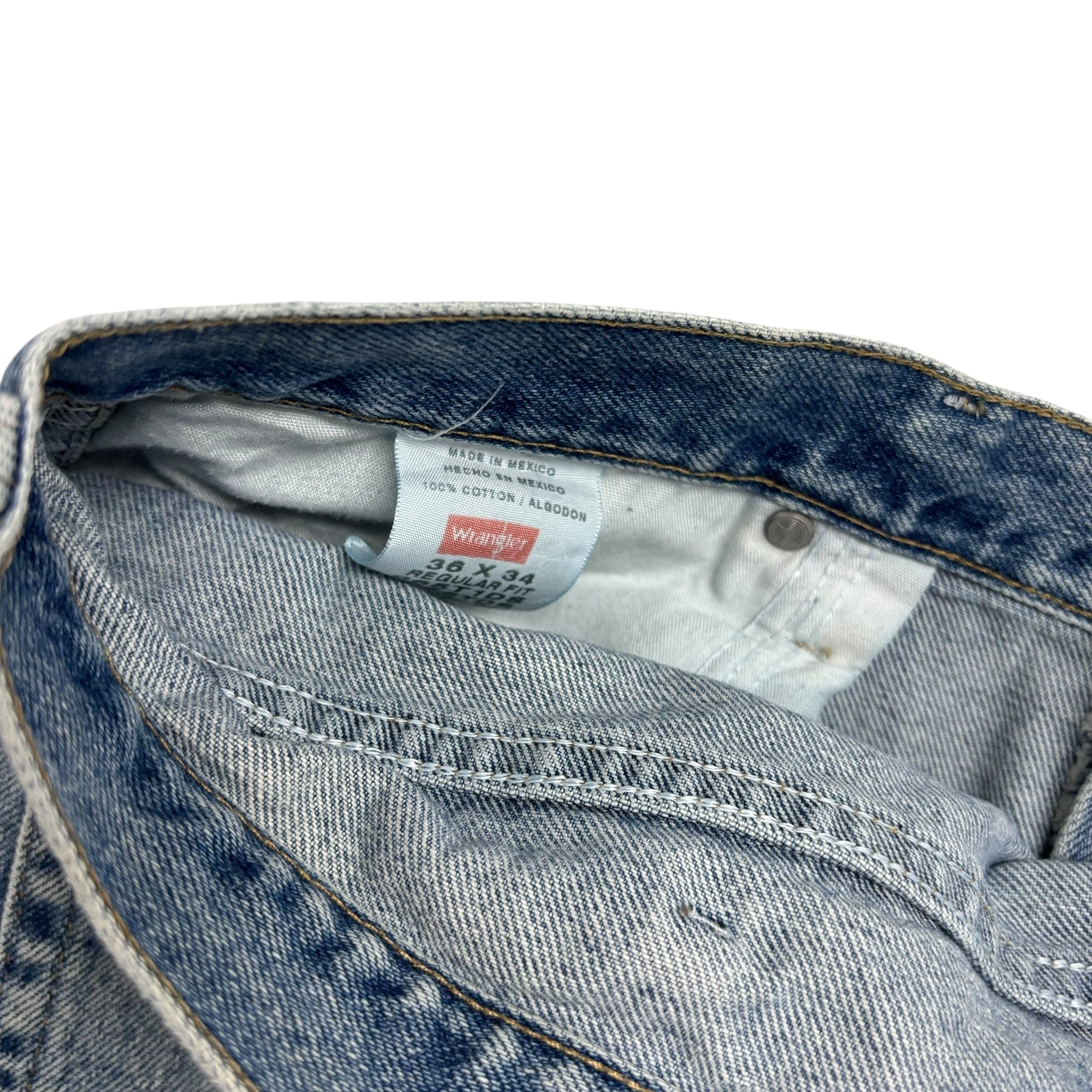 Wrangler Jeans W36 L34 Mens Mid Blue Regular Straight Fit Denim (F)