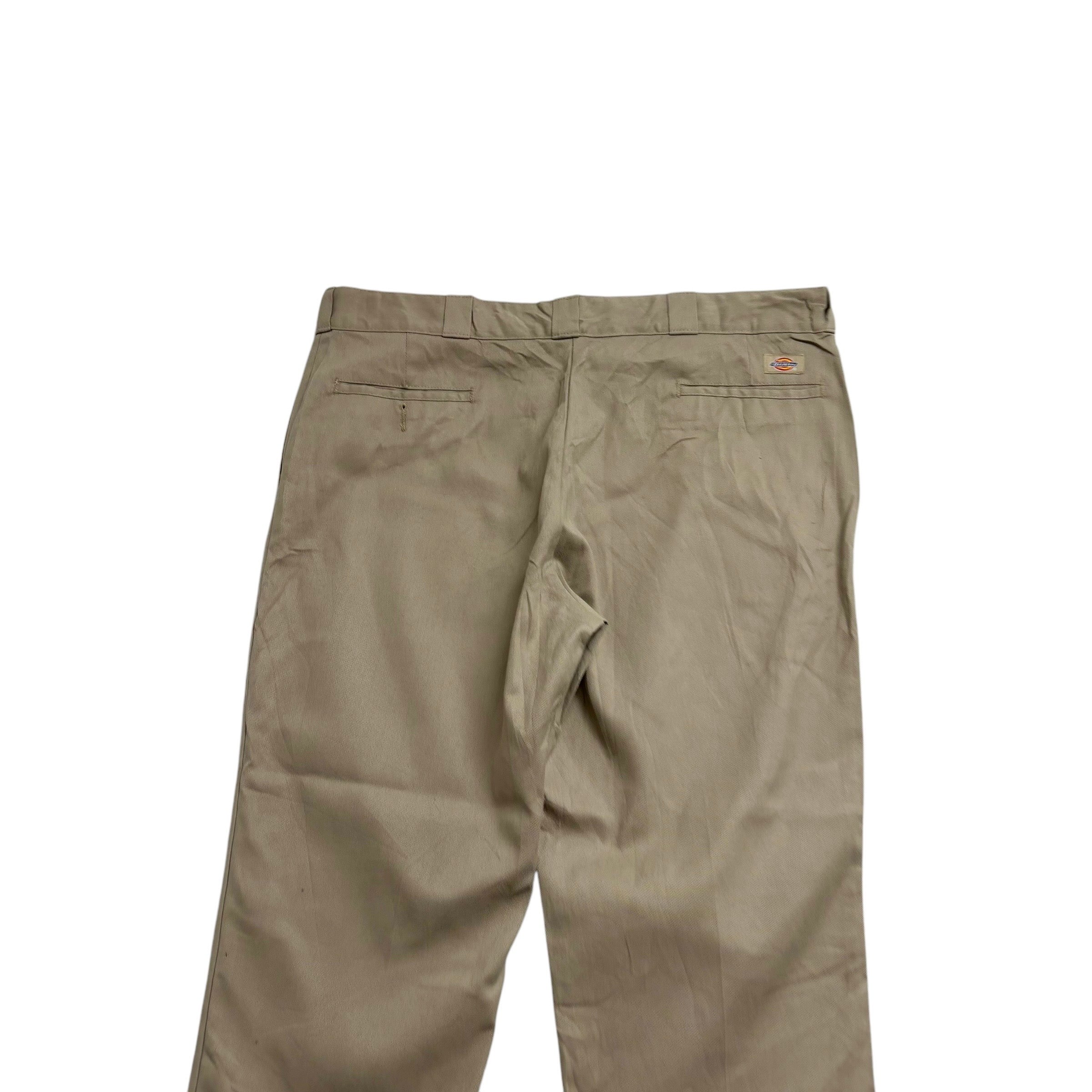 Dickies 874 Trousers W42 L30 Mens Beige Pants Original Straight Fit (E)