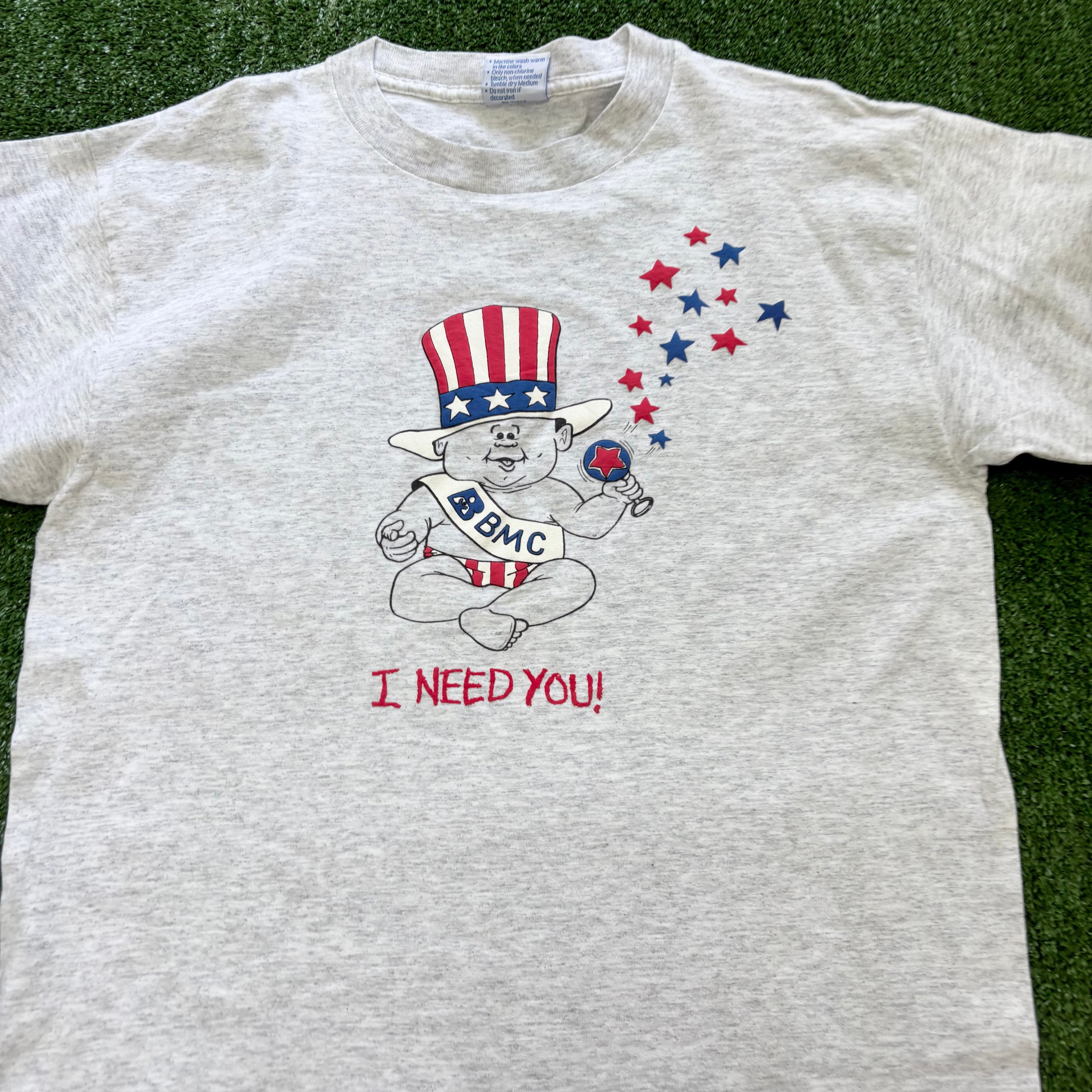 Vintage T Shirt Mens Medium Grey Single Stitch Graphic Print 90s USA (E)