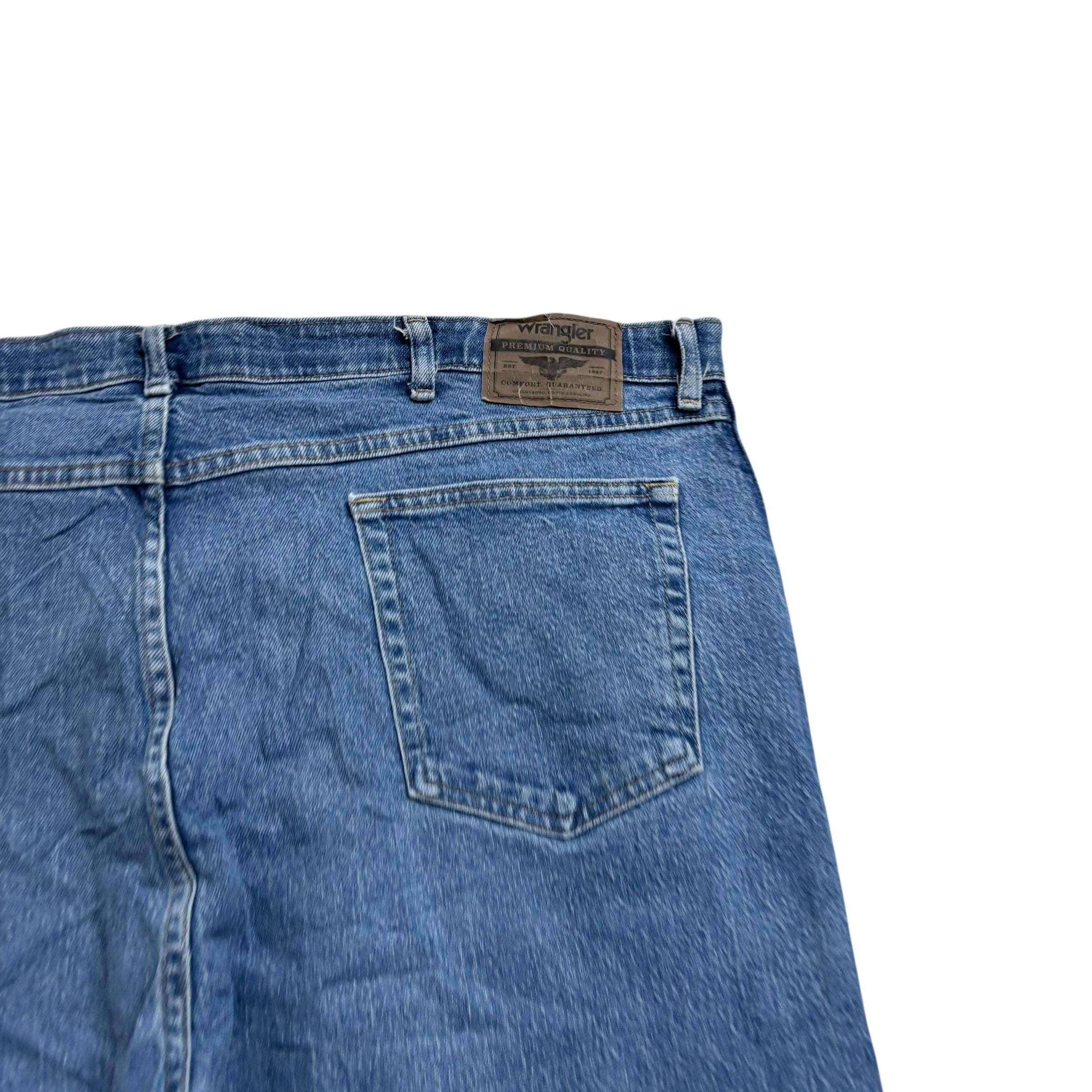 Wrangler Jeans W42 L30 Mens Mid Blue Regular Straight Fit Stretch Denim (E)