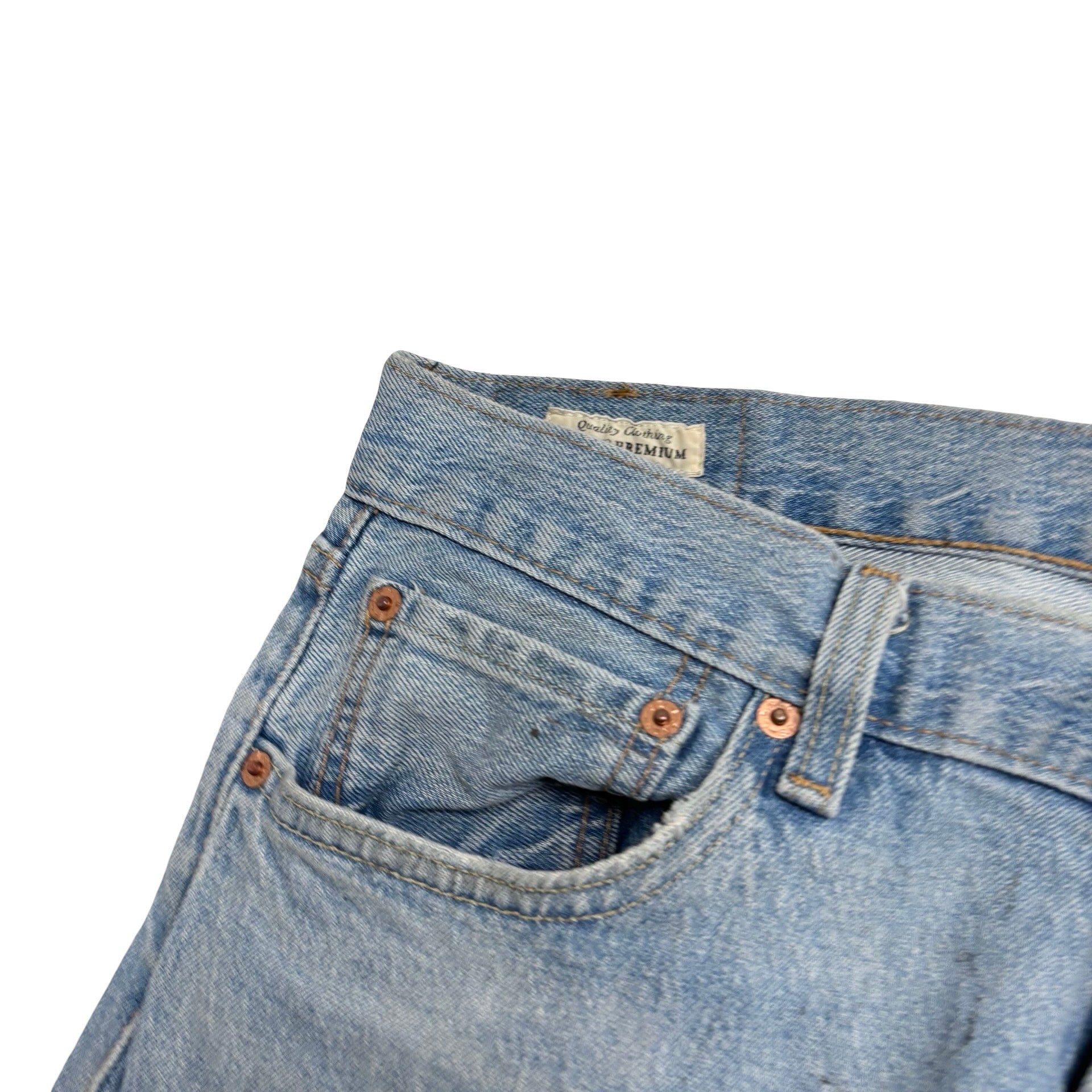 Levis 501 Jeans W34 L34 Mens Light Blue Regular Straight Fit Stretch Denim (F)