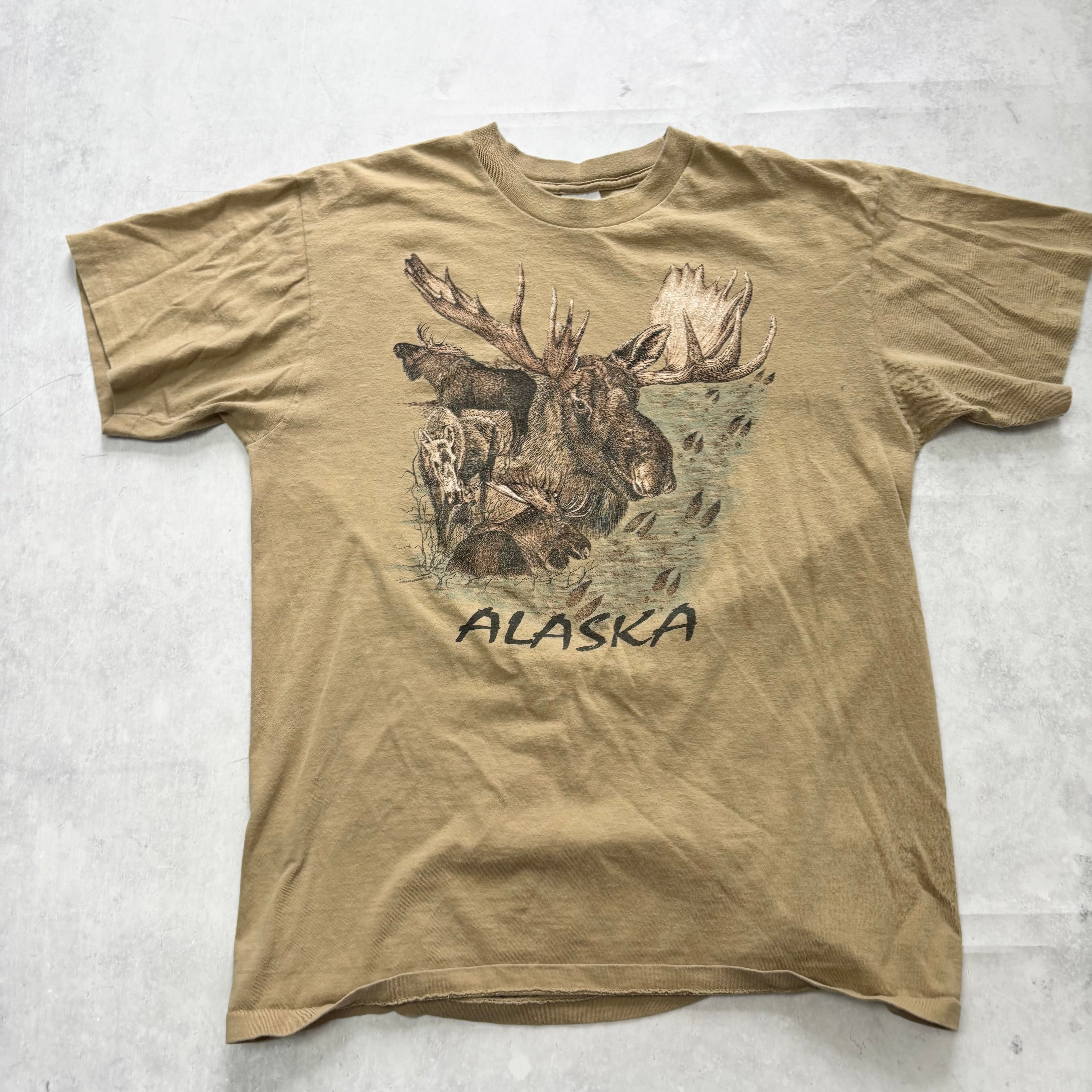 Vintage T Shirt Mens Large Brown Single Stitch Graphic Print 90s Nature