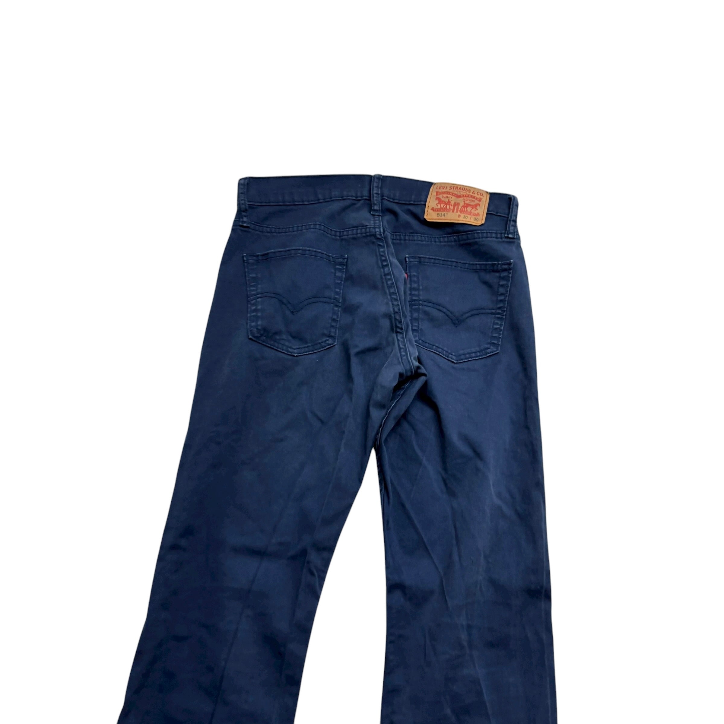 Levis 514 Trousers W30 L30 Mens Navy Blue Regular Straight Fit Stretch Pants (E)