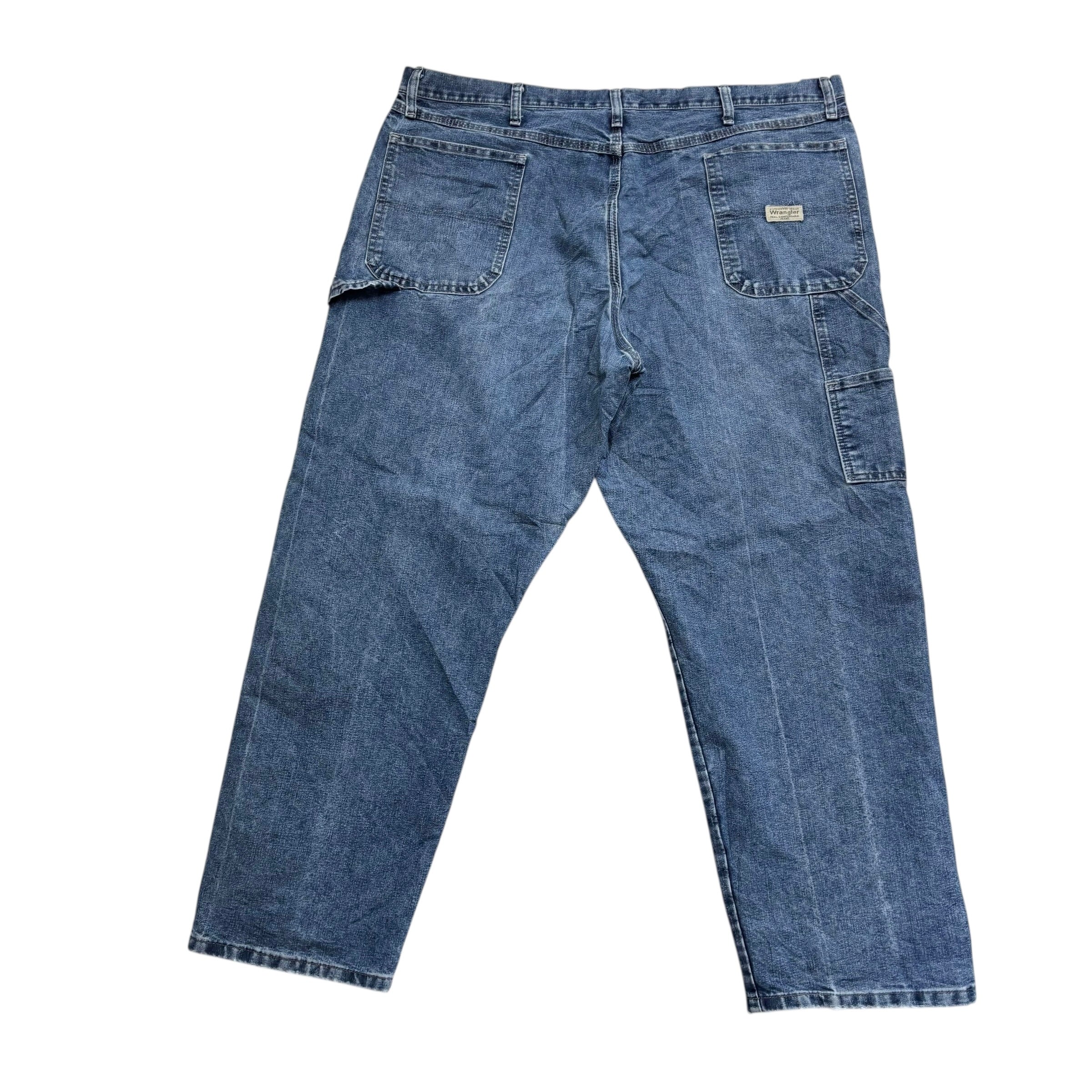 Wrangler Carpenter Jeans W42 L30 Mens Mid Blue Relaxed Straight Fit Denim (F)