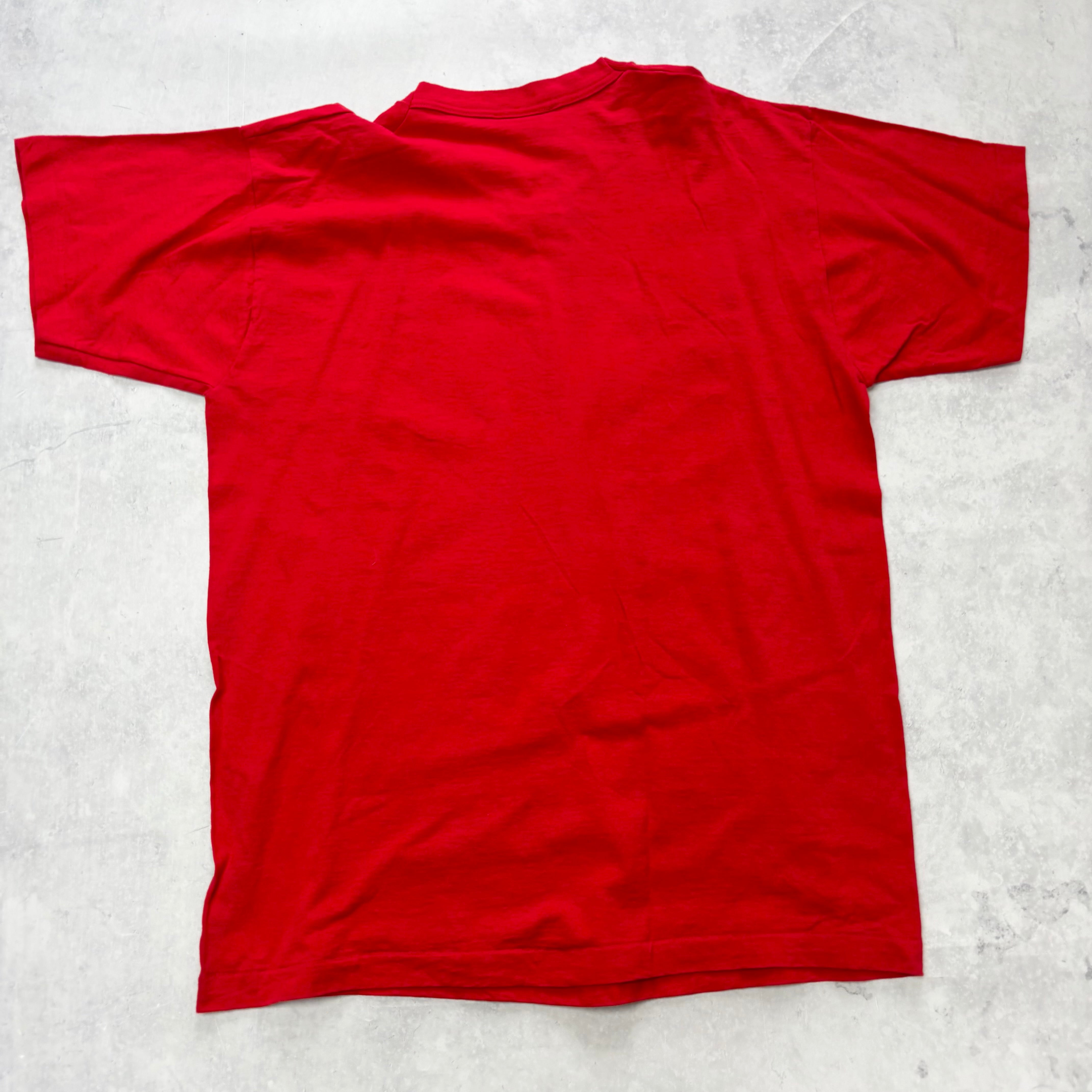 Vintage T Shirt Mens Large Red Single Stitch Graphic Print 90s Naval (E)