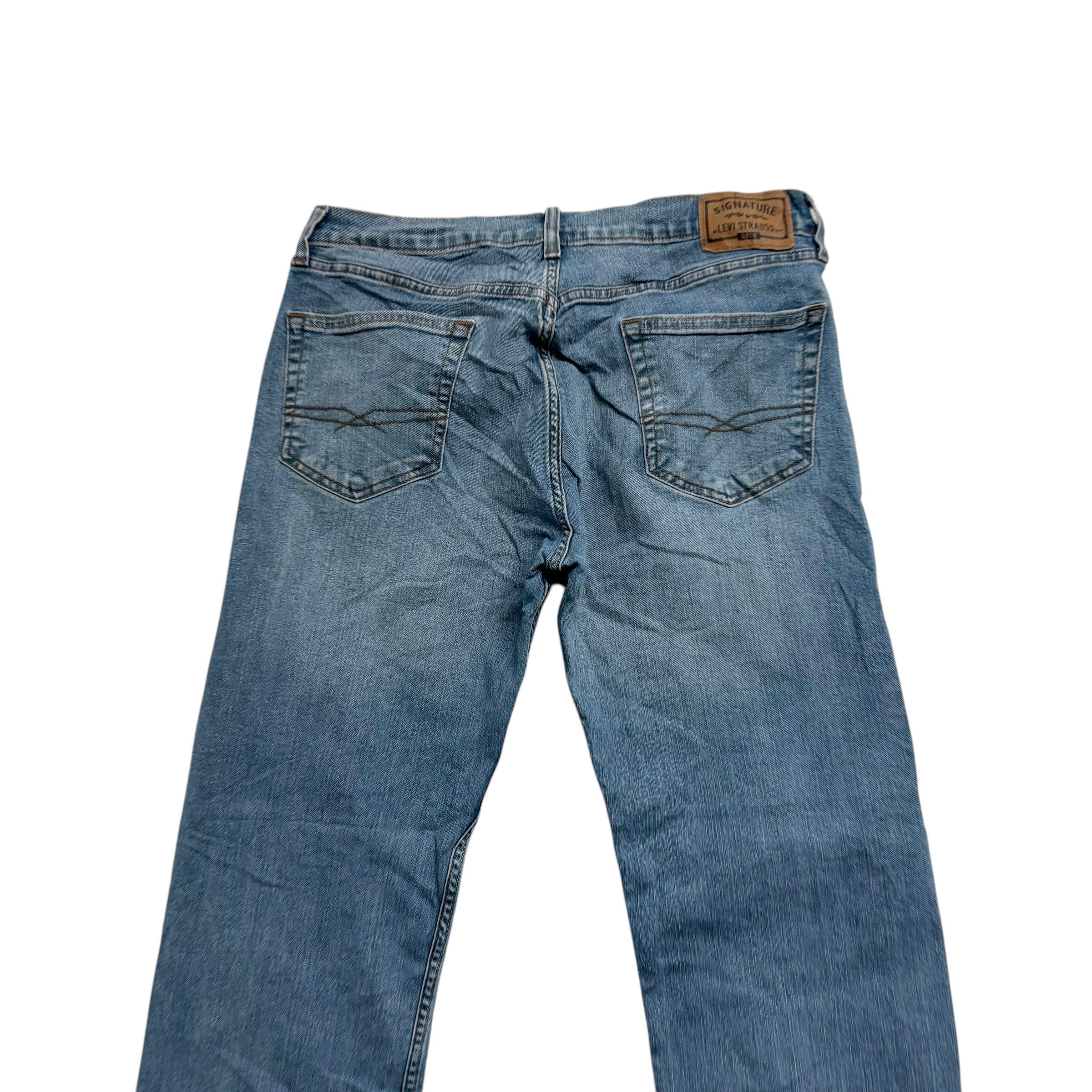 Levis Signature Jeans W32 L30 Mens Mid Blue Regular Straight Fit Stretch Denim