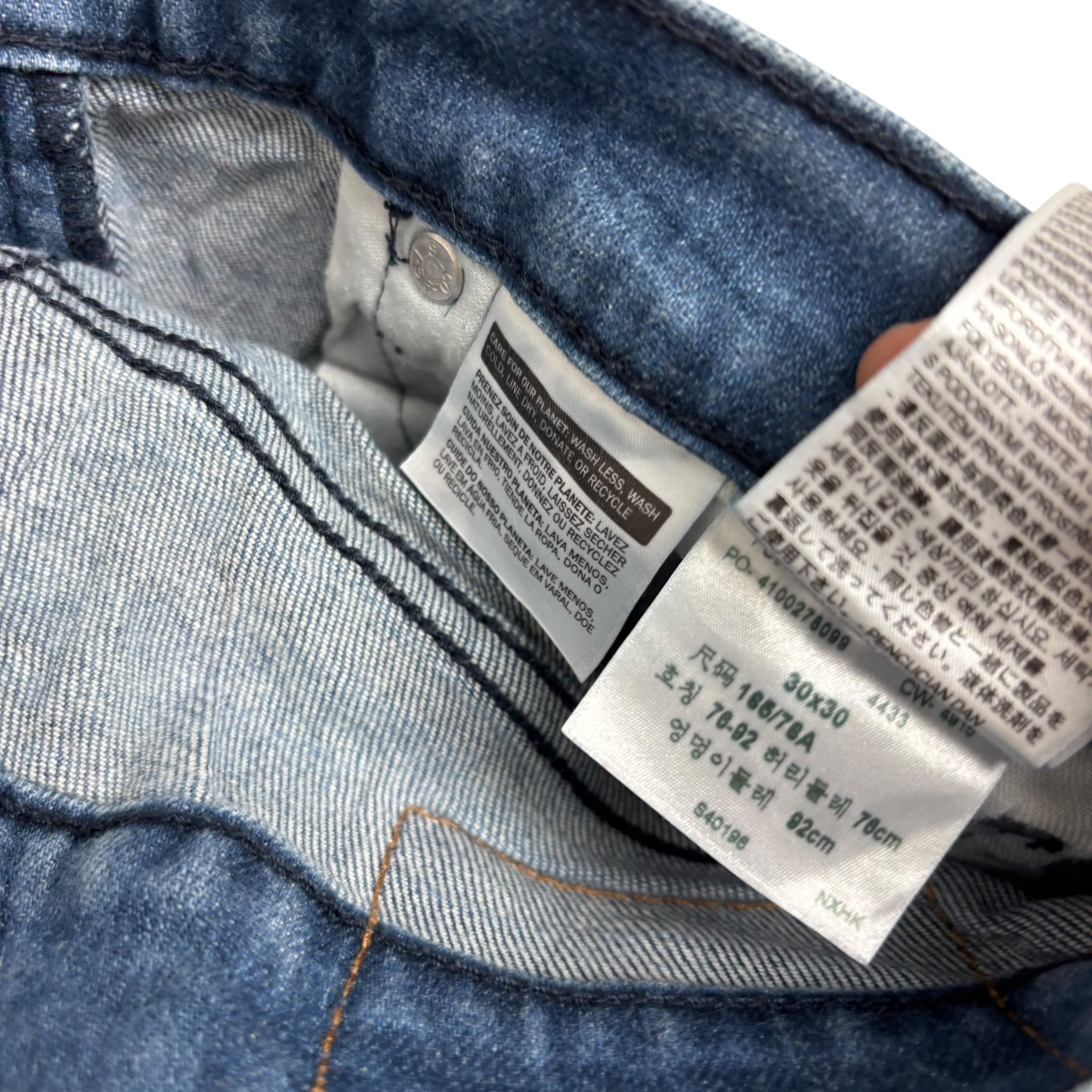 Levis 522 Jeans W30 L29 Mens Navy Blue Slim Tapered Fit Stretch Denim (E)