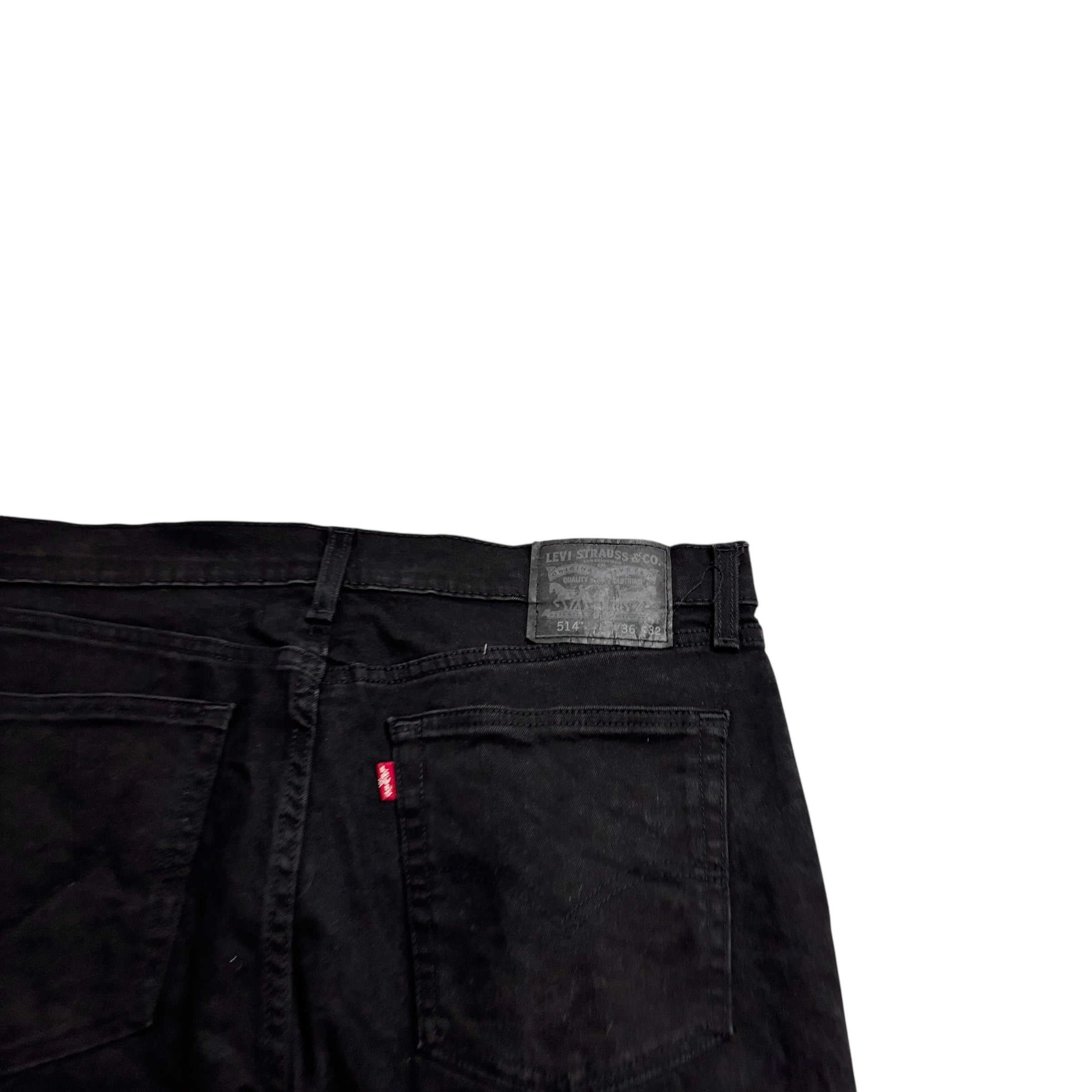 Levis 514 Jeans W36 L32 Mens Black Regular Straight Fit Stretch Denim (E)