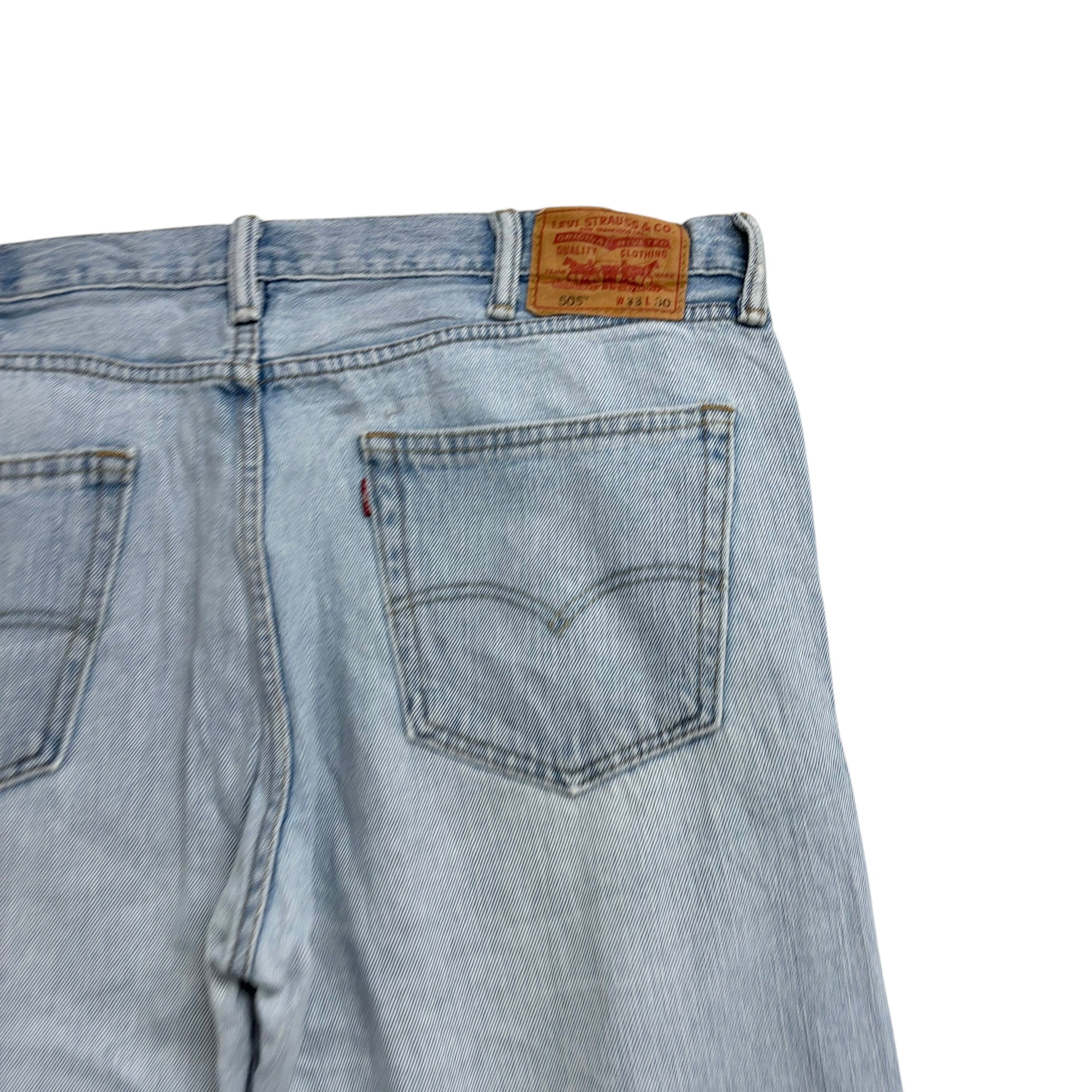 Levis 505 Jeans W38 L30 Mens Light Blue Regular Straight Fit Vintage Denim (F)