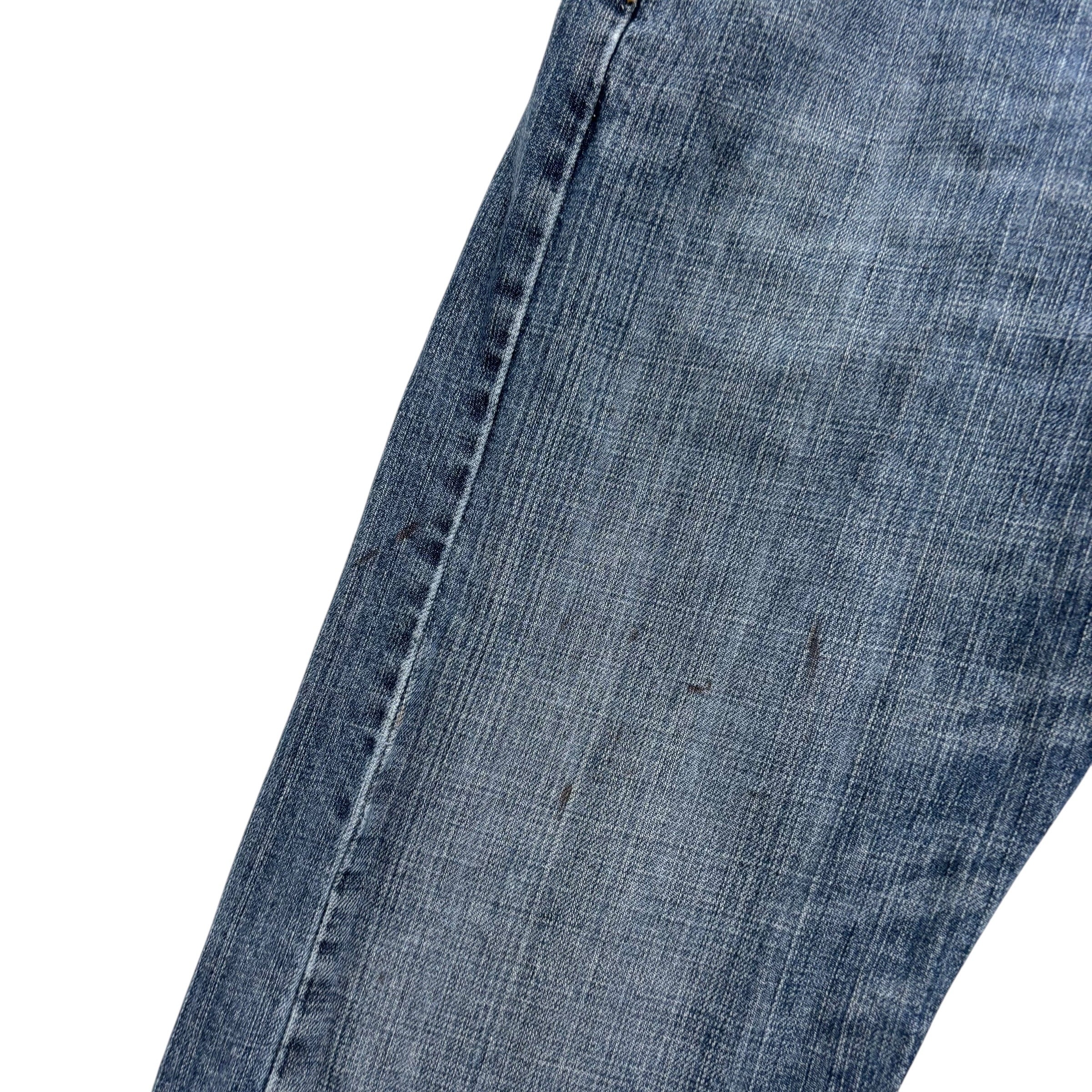 Levis 505 Jeans W34 L29 Mens Mid Blue Regular Straight Fit Denim (F)