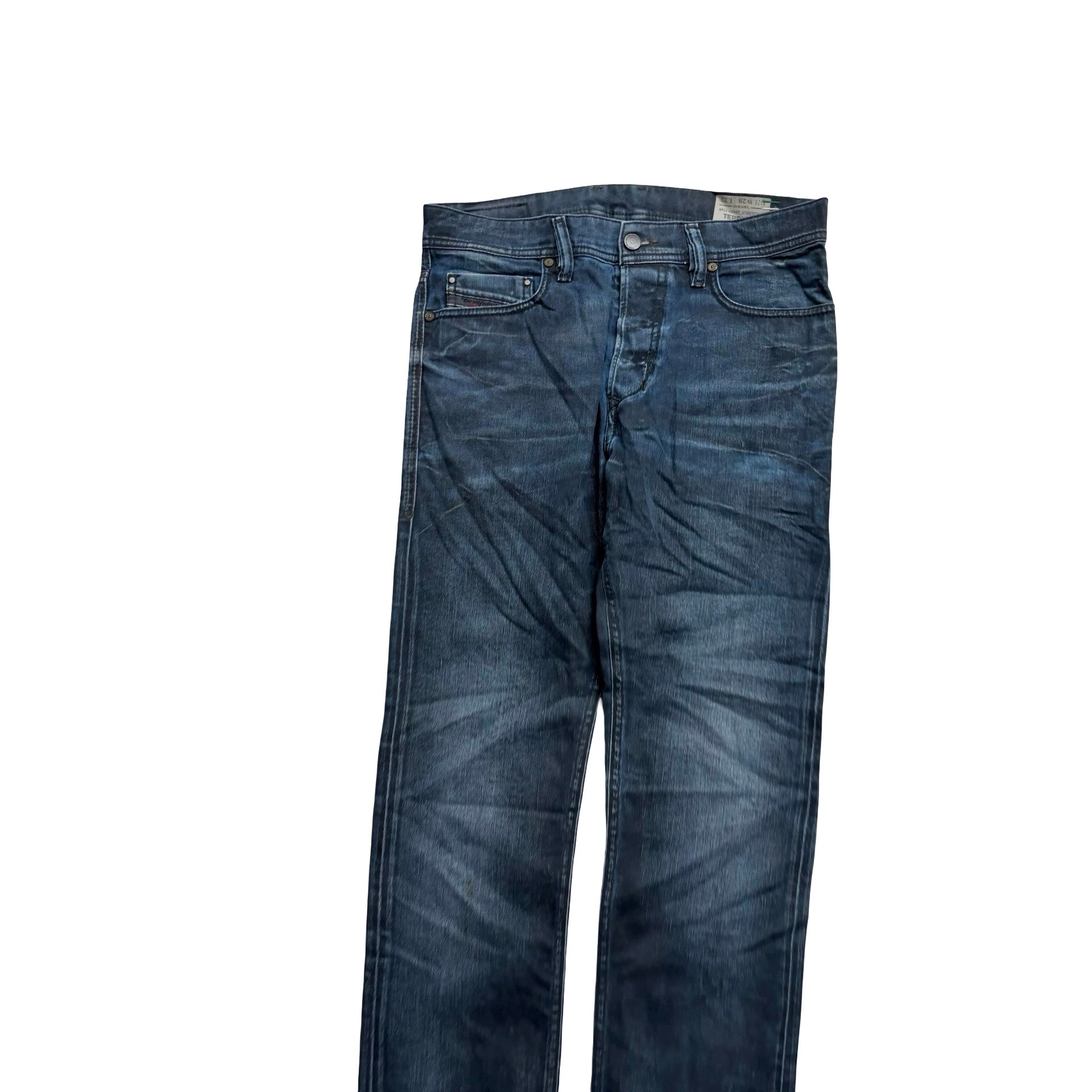 Diesel Tepphar Jeans W28 L32 Mens Navy Blue Slim Carrot Fit Stretch Waxed