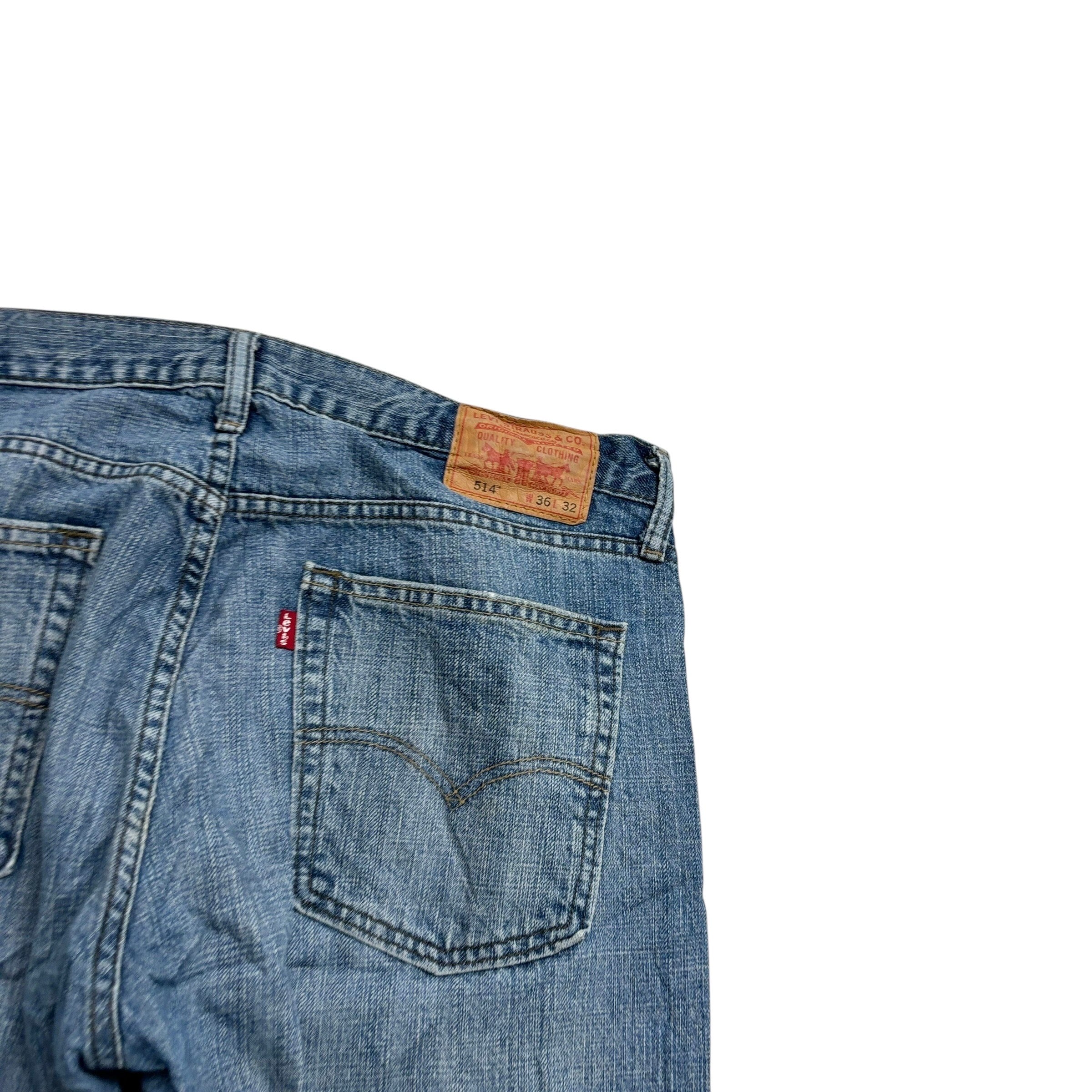 Levis 514 Jeans W36 L32 Mens Mid Blue Relaxed Straight Fit Denim