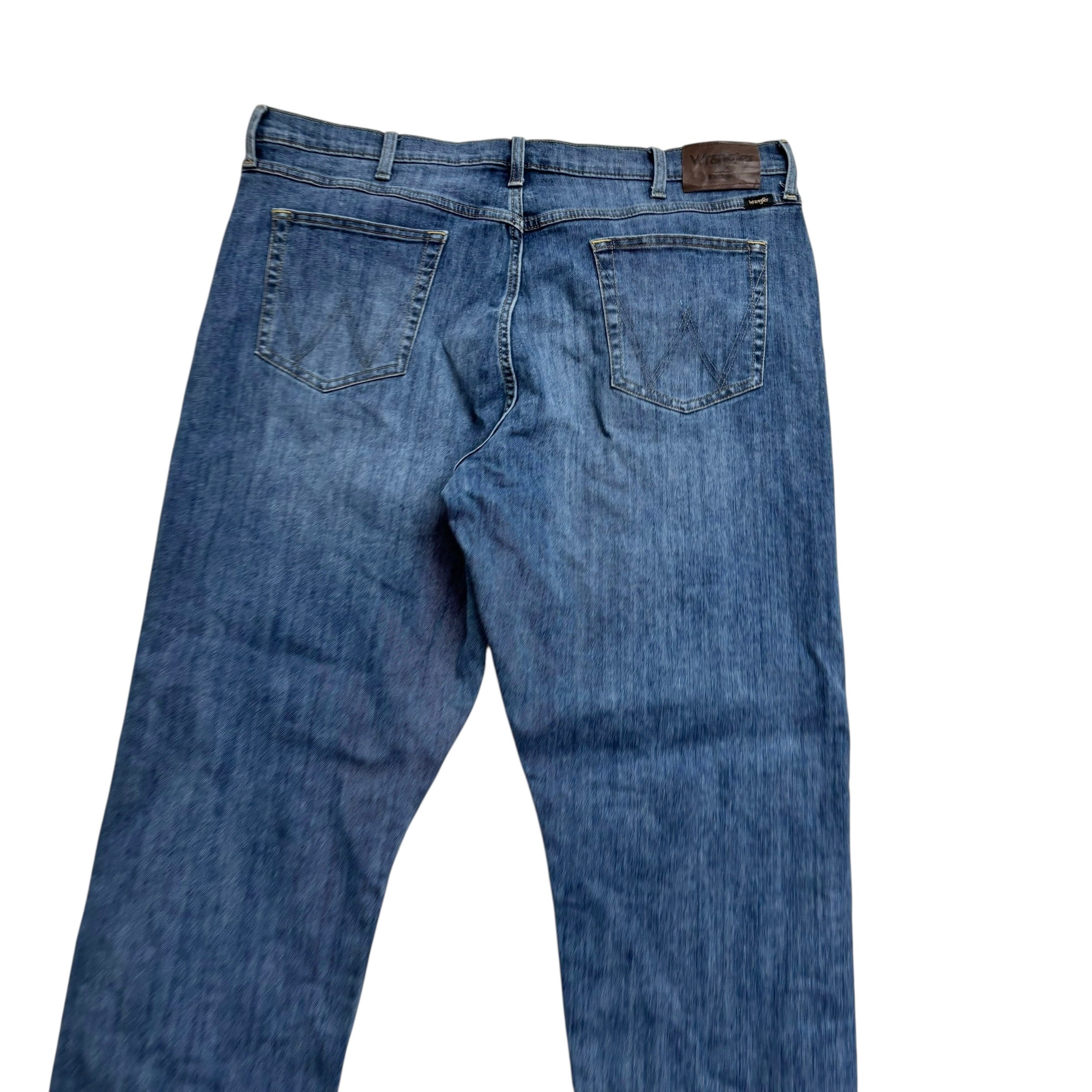 Wrangler Jeans W42 L30 Mens Mid Blue Relaxed Straight Fit Stretch Denim