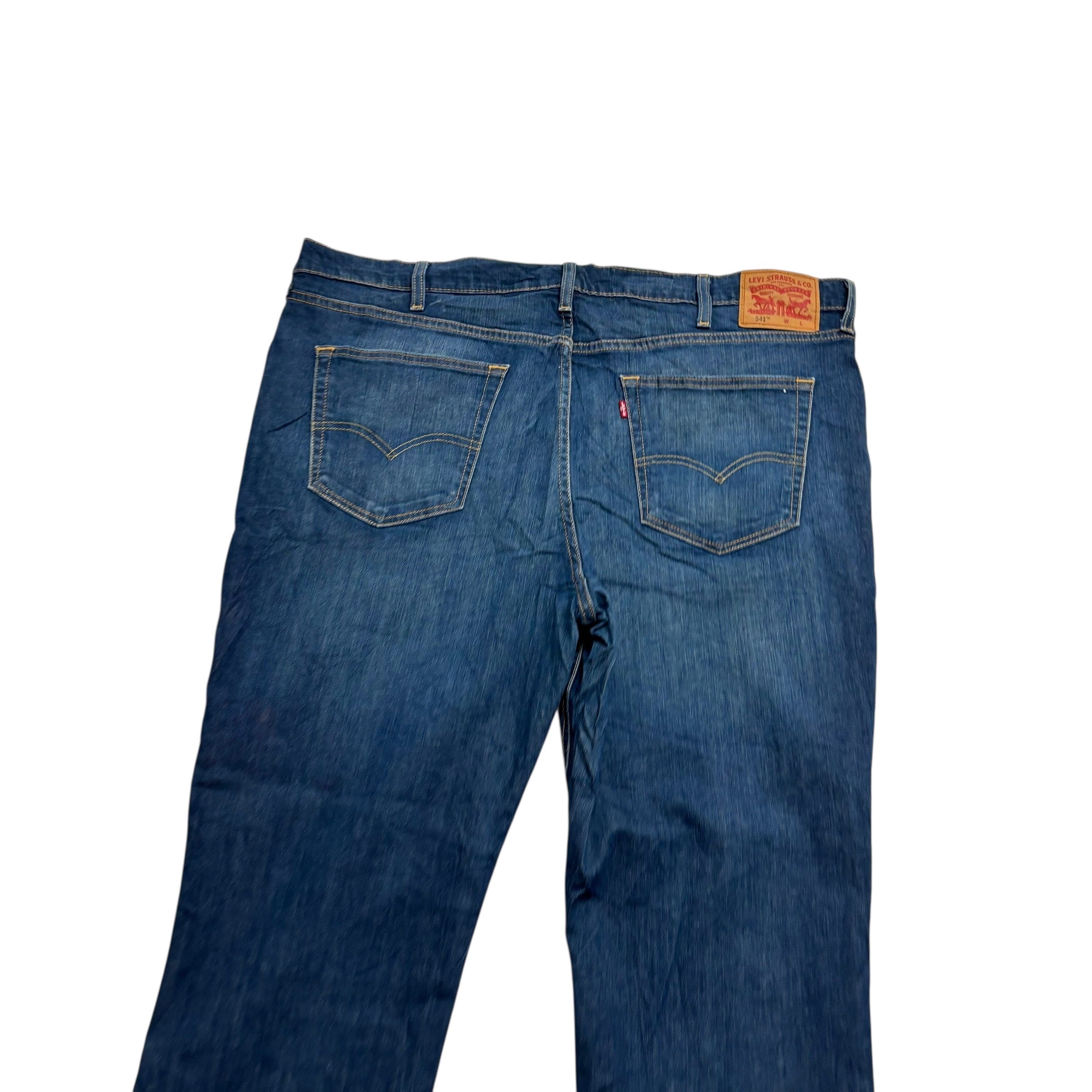 Levis 541 Jeans W44 L32 Mens Dark Blue Athletic Tapered Fit Stretch Denim (E)