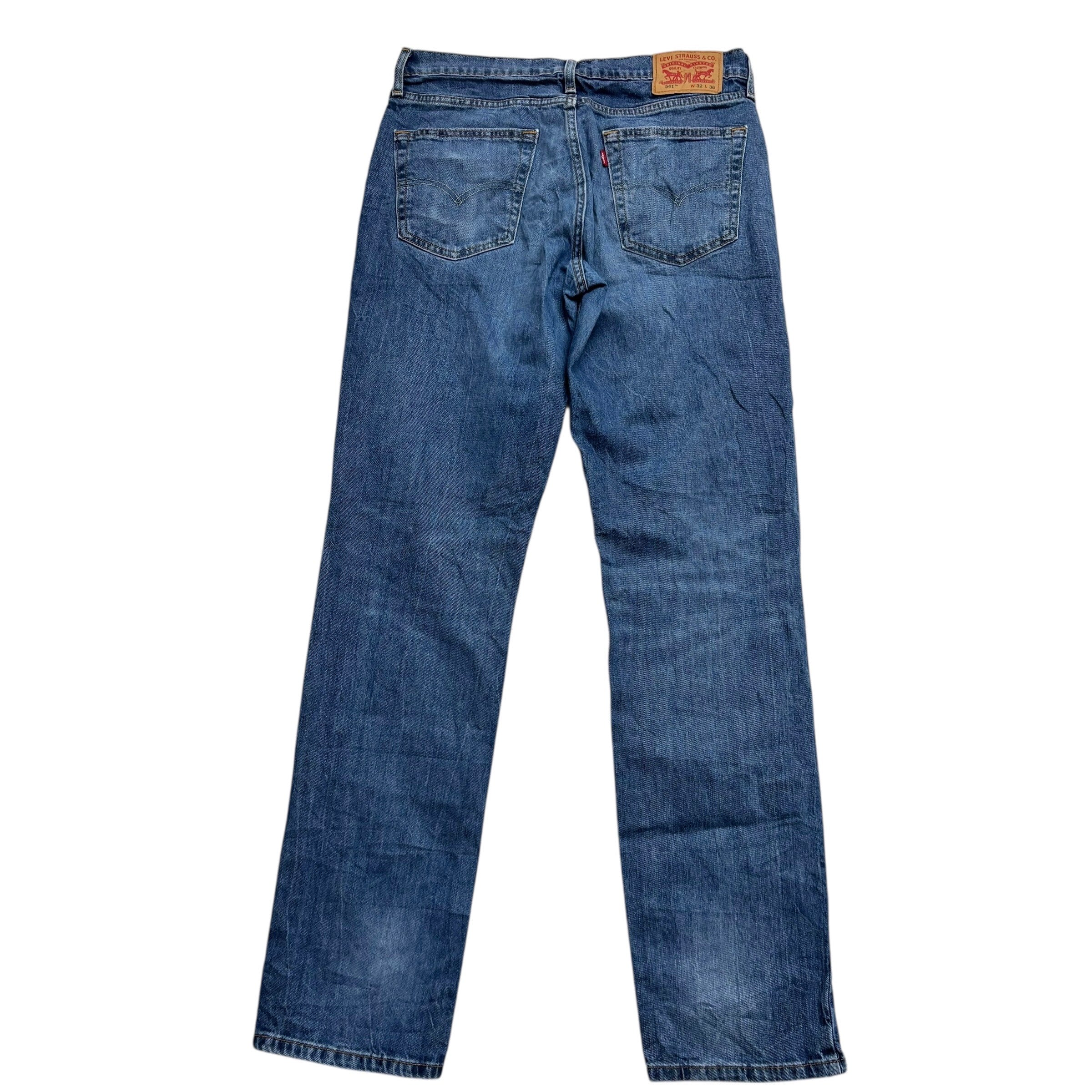 Levis 541 Jeans W32 L35 Mens Mid Blue Athletic Tapered Fit Stretch Denim (E)