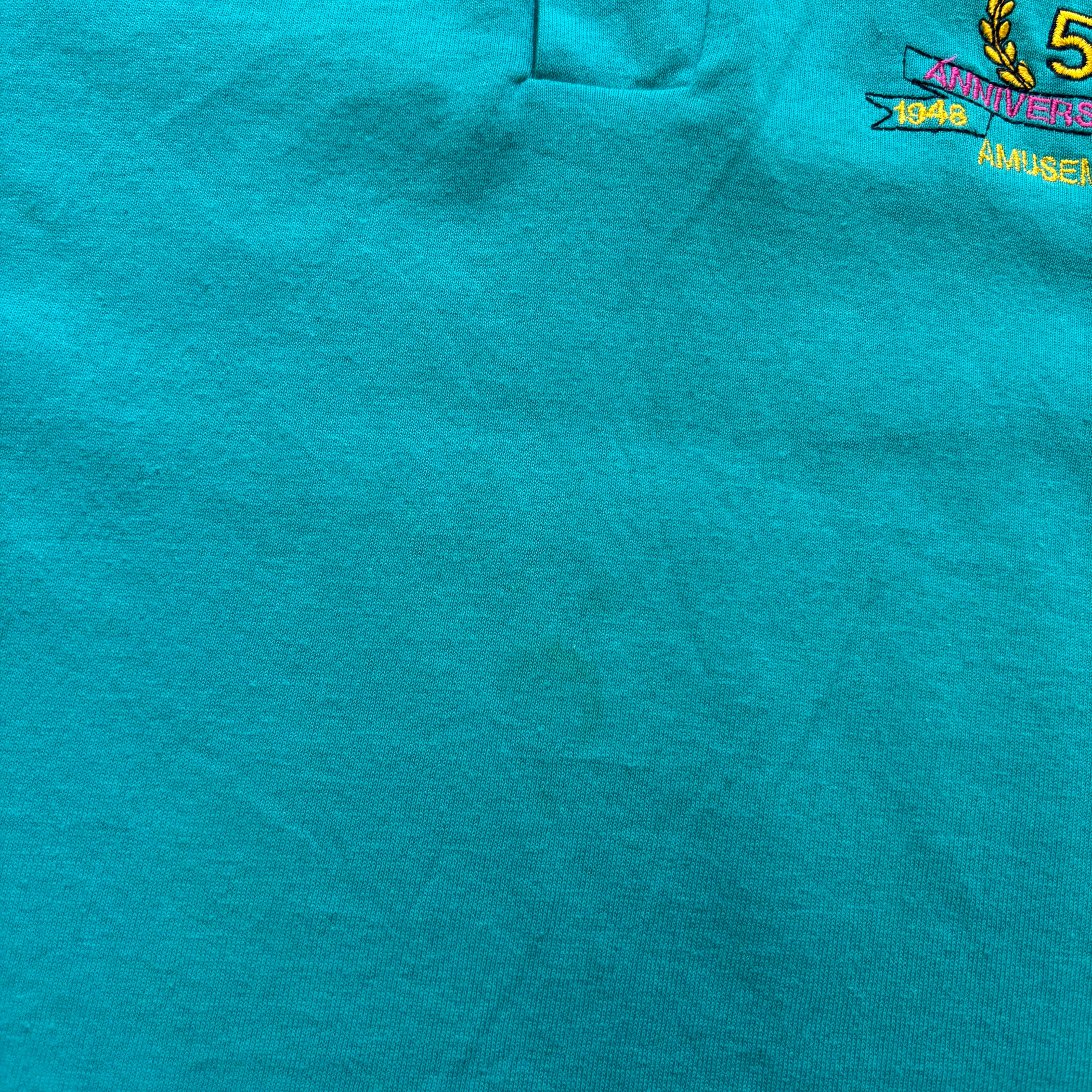 Vintage Polo Shirt Mens Large Blue Single Stitch Graphic Print 90s USA