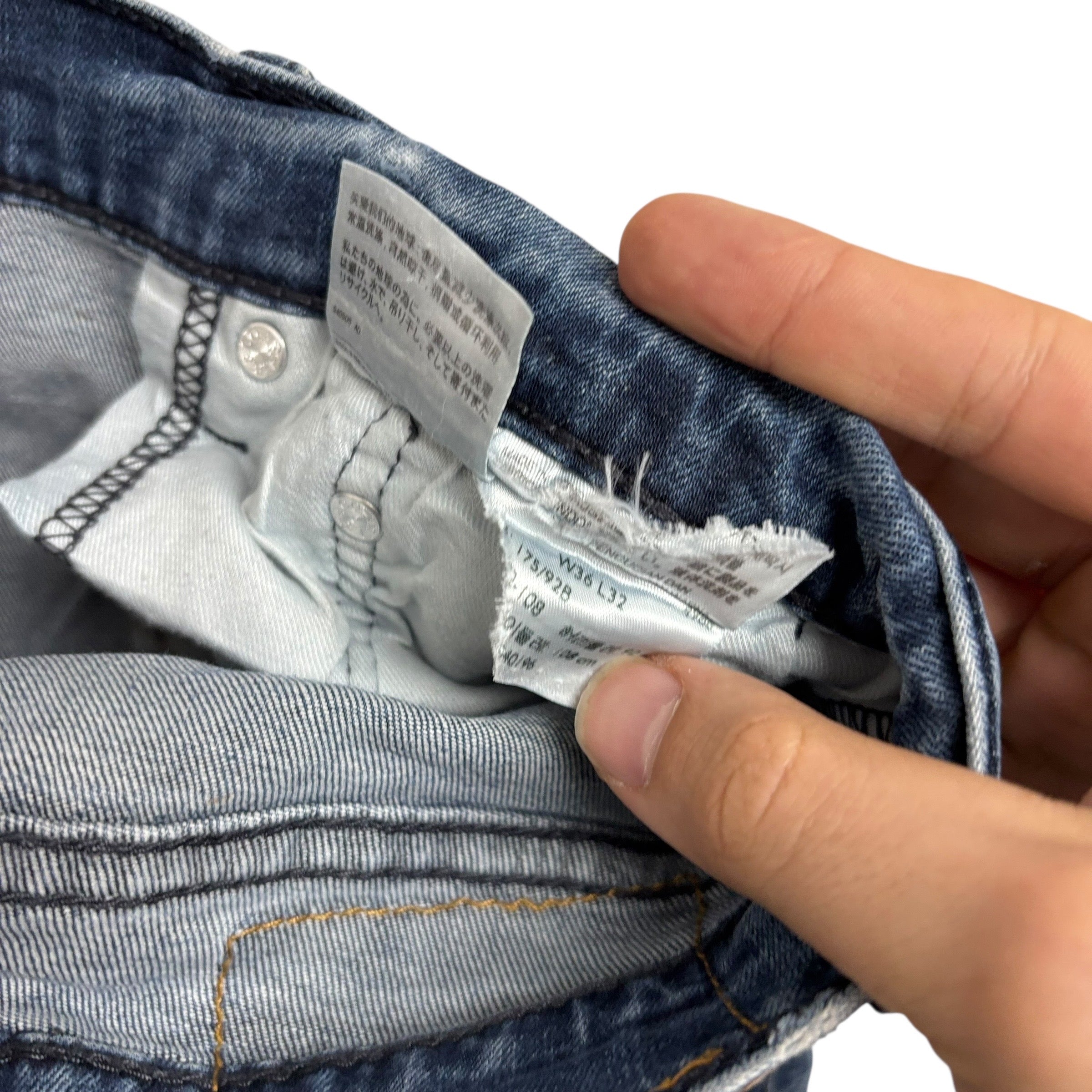 Levis 513 Jeans W36 L31 Mens Navy Blue Slim Straight Fit Stretch Denim (F)