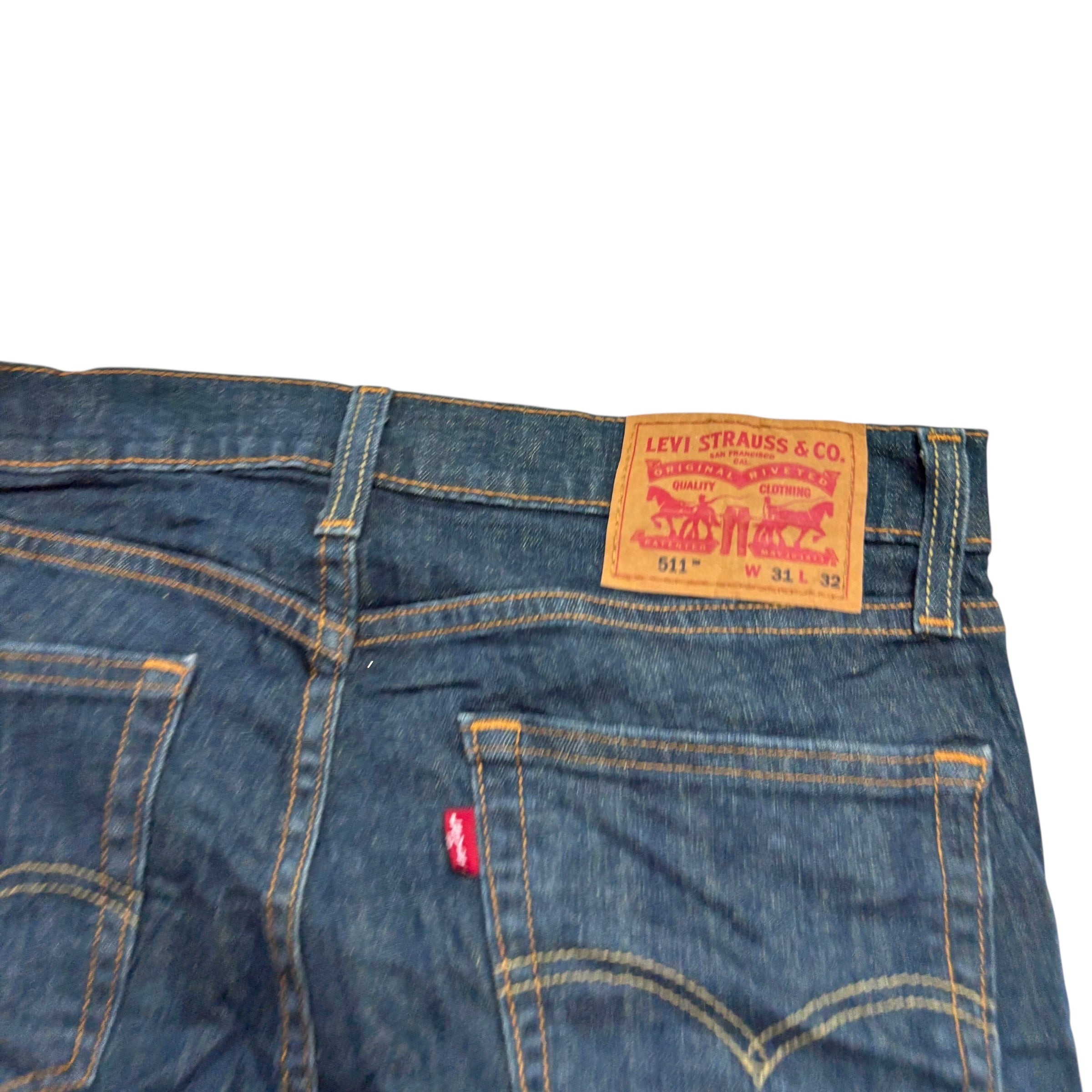 Levis 511 Jeans W31 L32 Mens Dark Blue Slim Fit Stretch Denim (E)