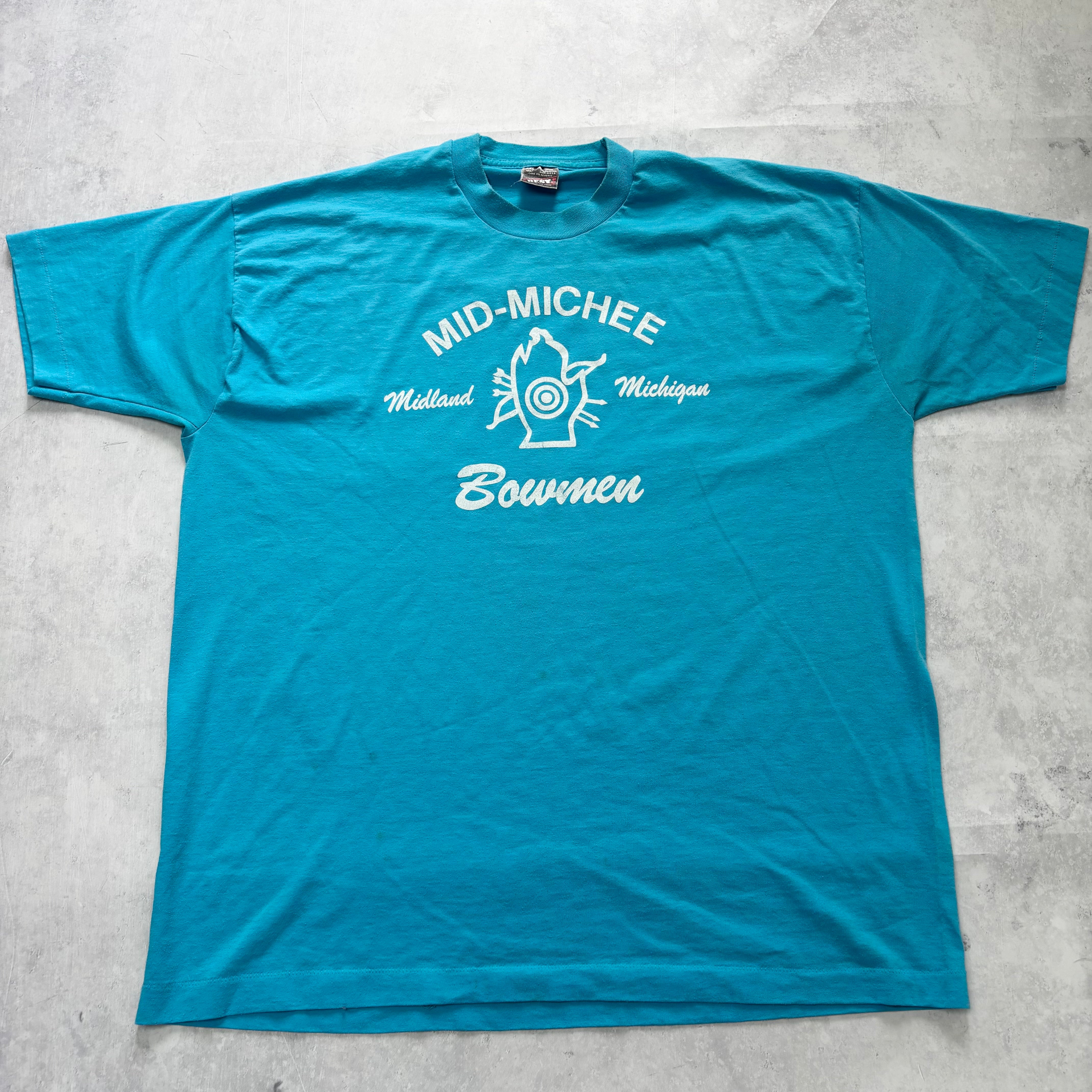 Vintage T Shirt Mens XXL Blue Single Stitch Graphic Print 90s USA