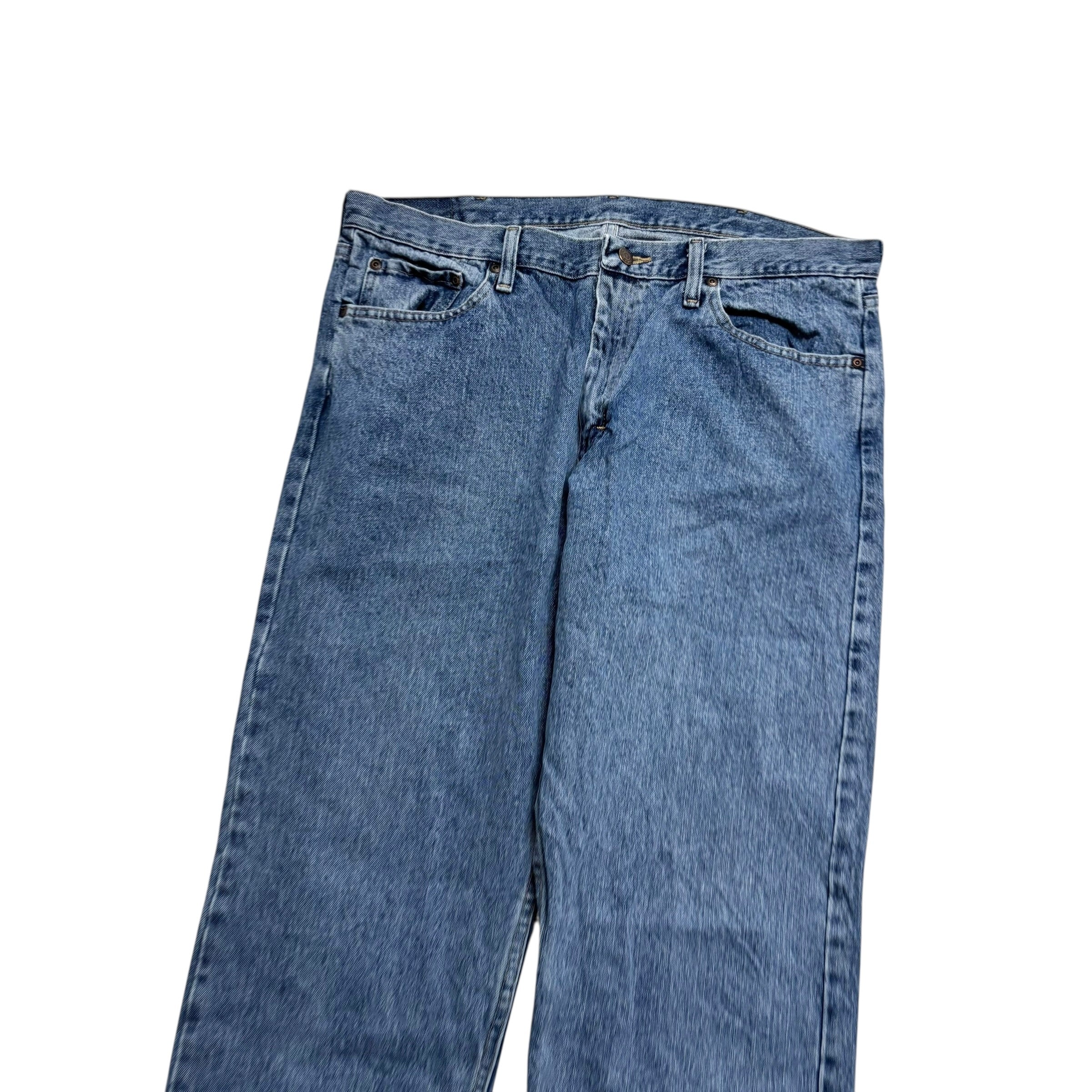 Wrangler Jeans W37 L32 Mens Mid Blue Baggy Relaxed Straight Fit Denim (E)