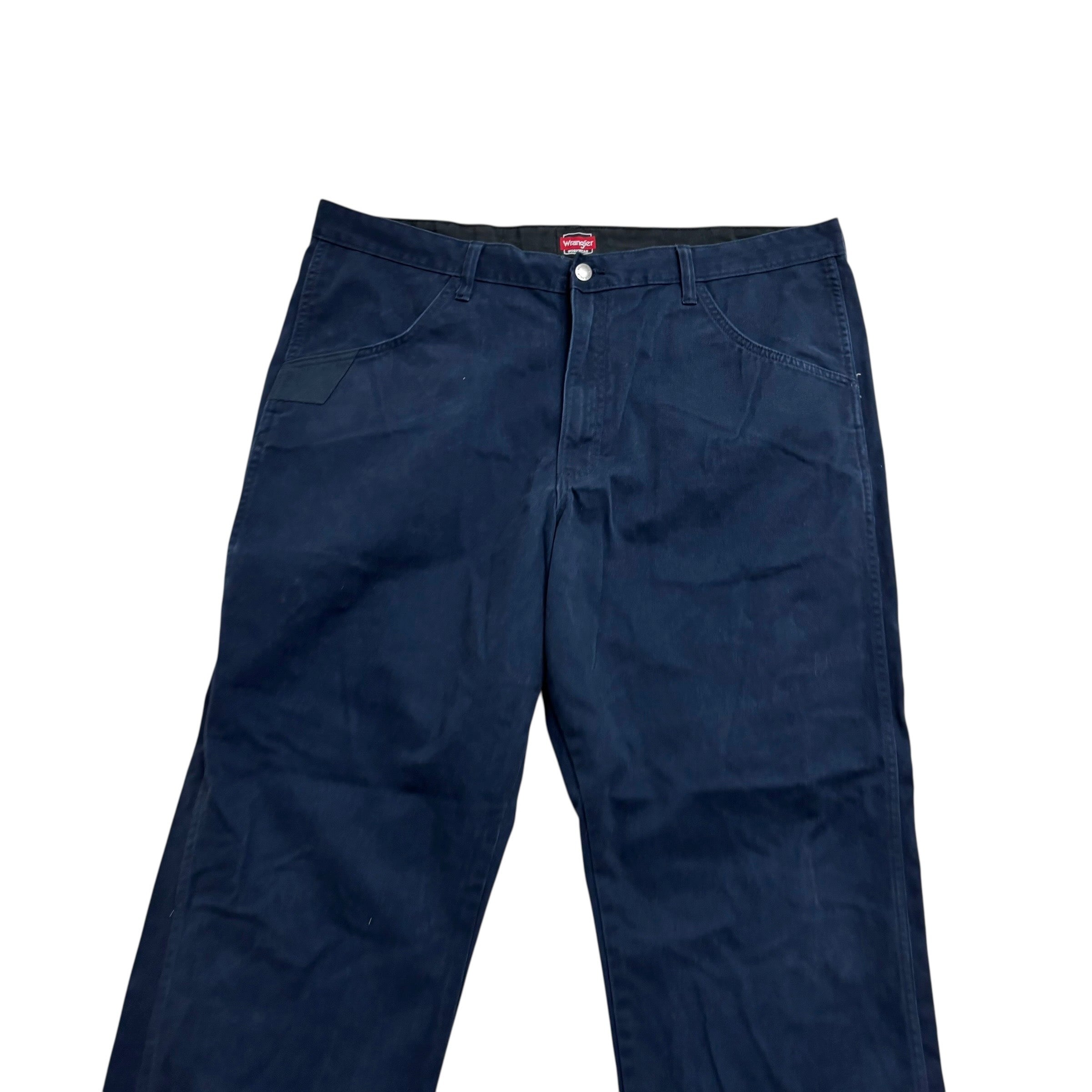 Wrangler Trousers W40 L30 Mens Navy Relaxed Straight Fit Pants